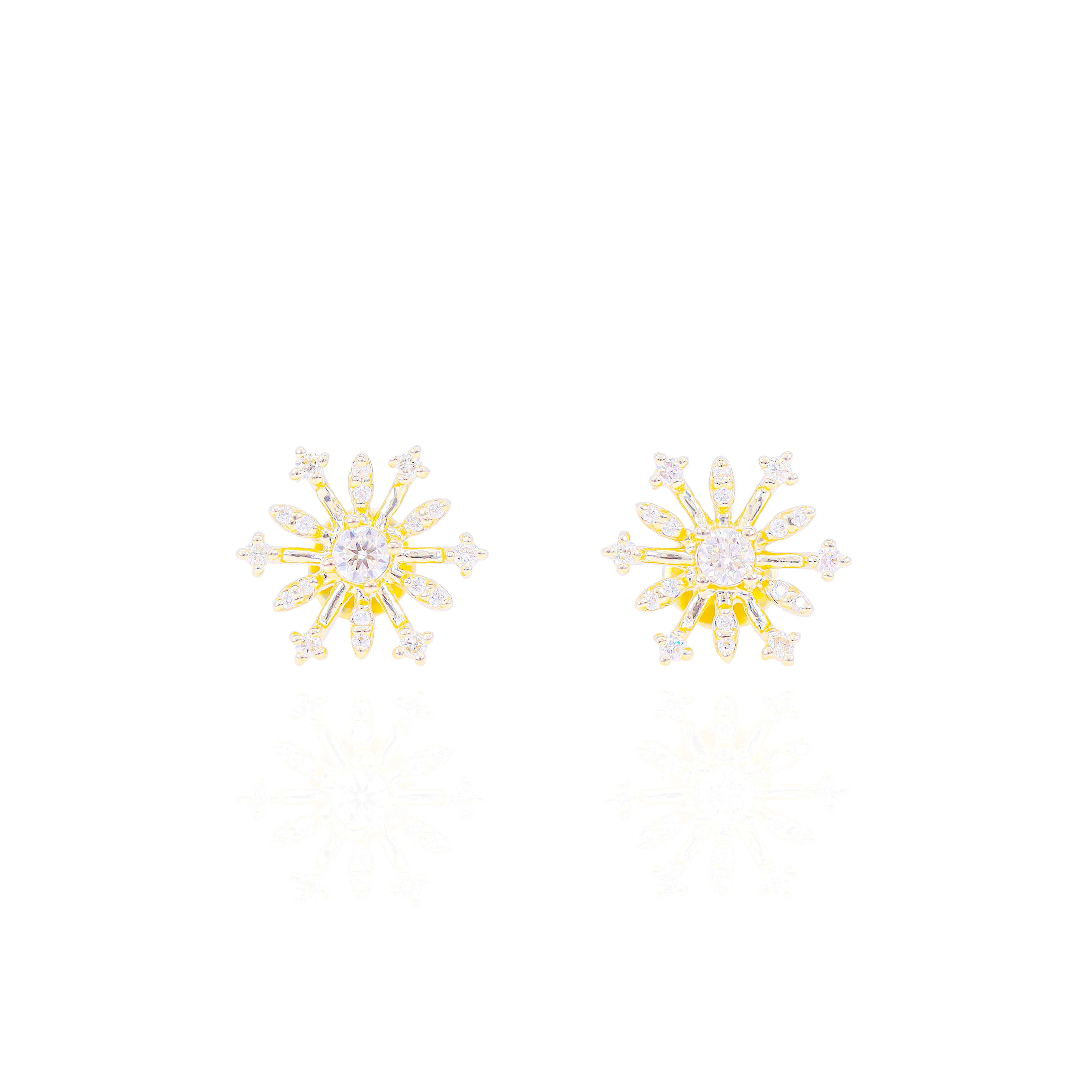 Open Style Snowflake Diamond Earrings