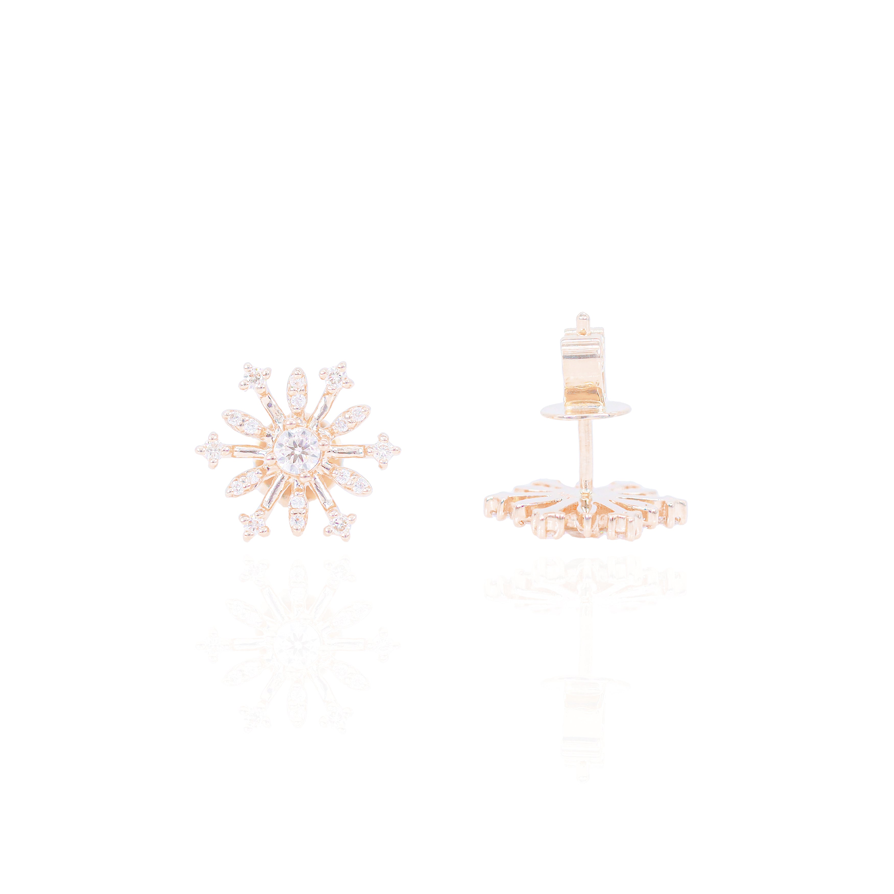 Open Style Snowflake Diamond Earrings