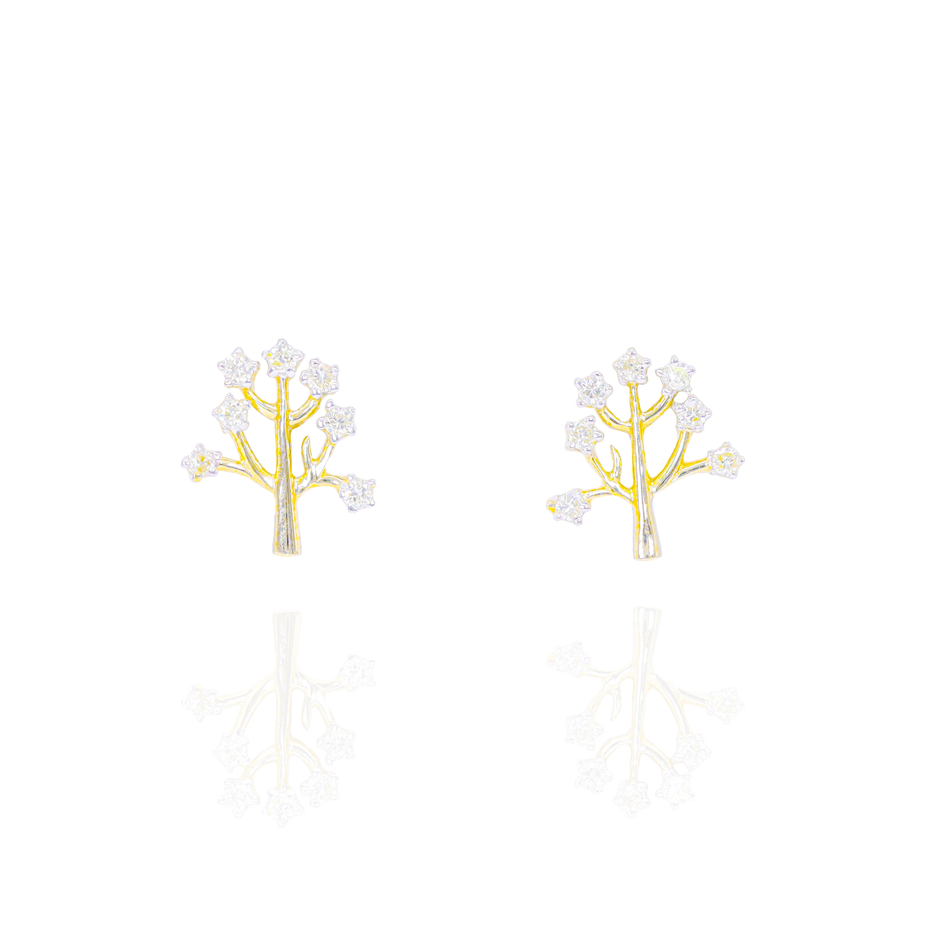 Gold Olive Branch Diamond Earrings