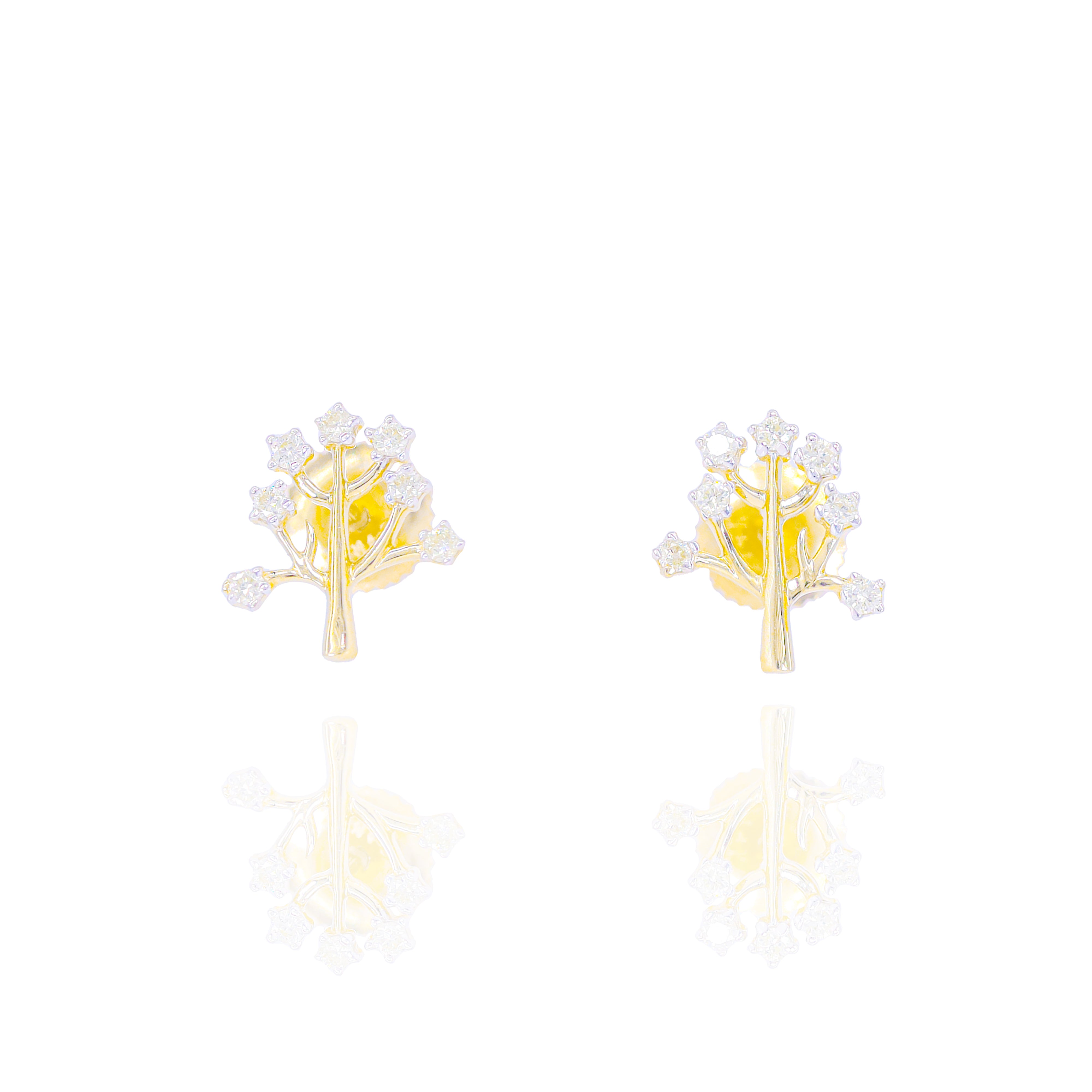 Gold Olive Branch Diamond Earrings