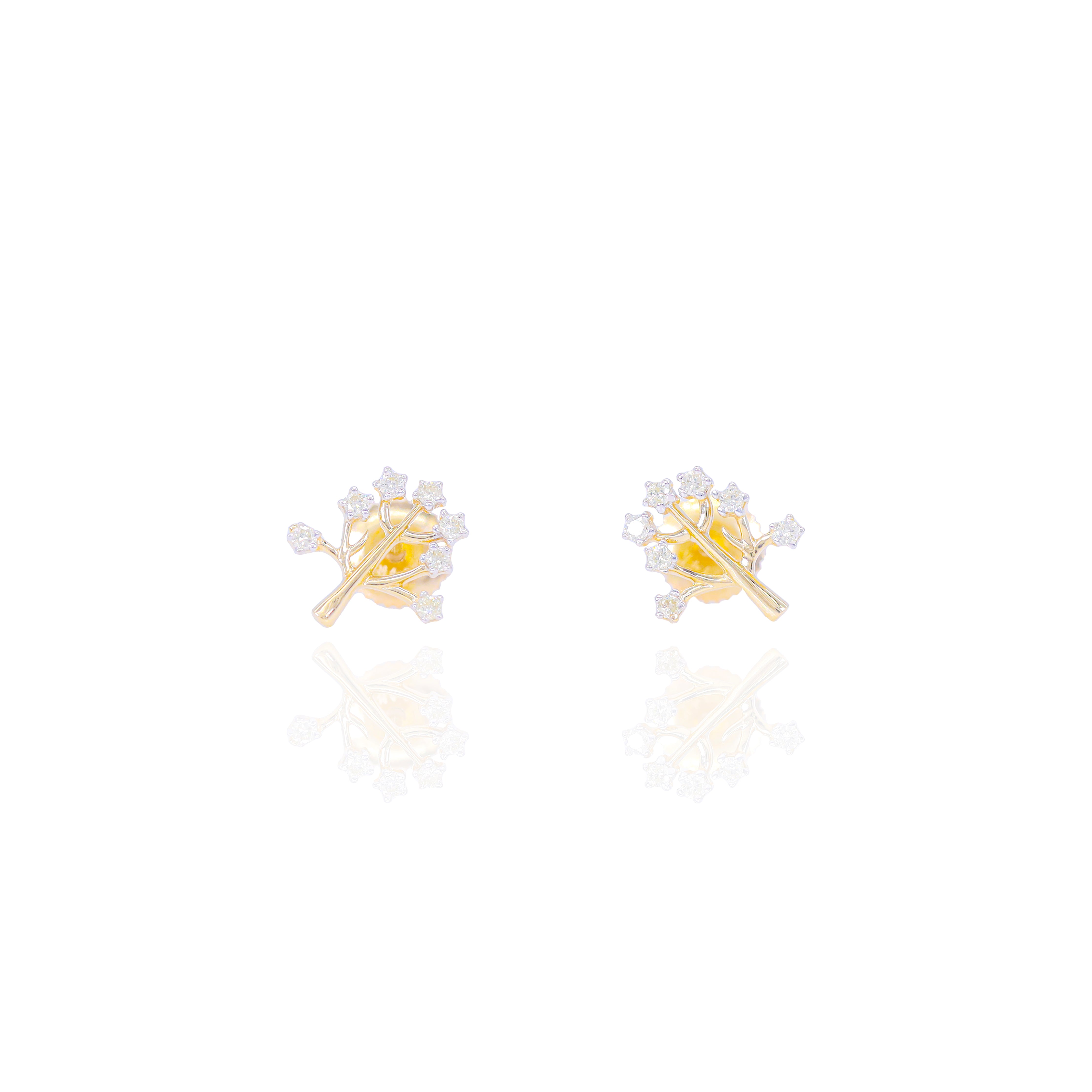 Gold Olive Branch Diamond Earrings