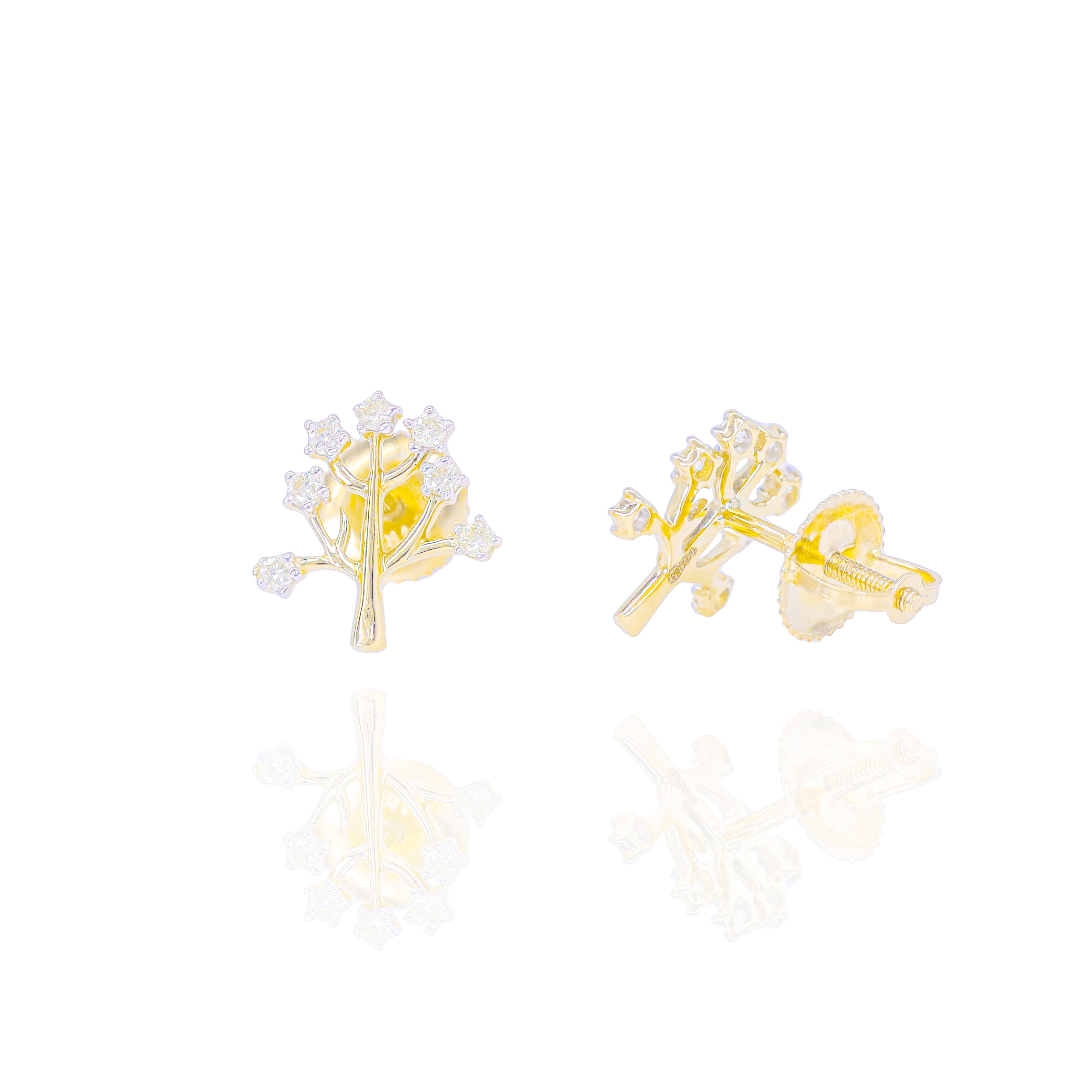 Gold Olive Branch Diamond Earrings