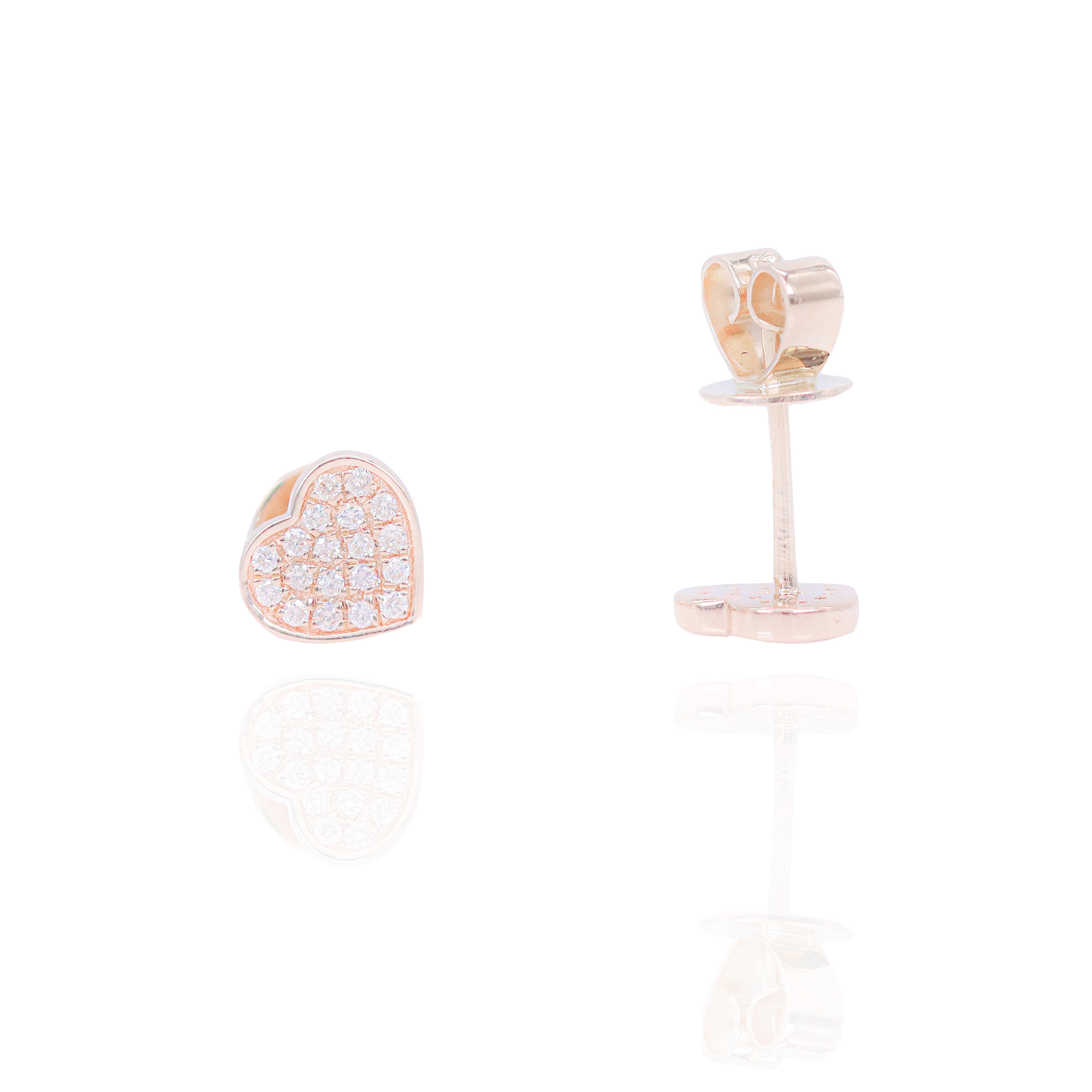 Round Diamond Heart Diamond Earrings