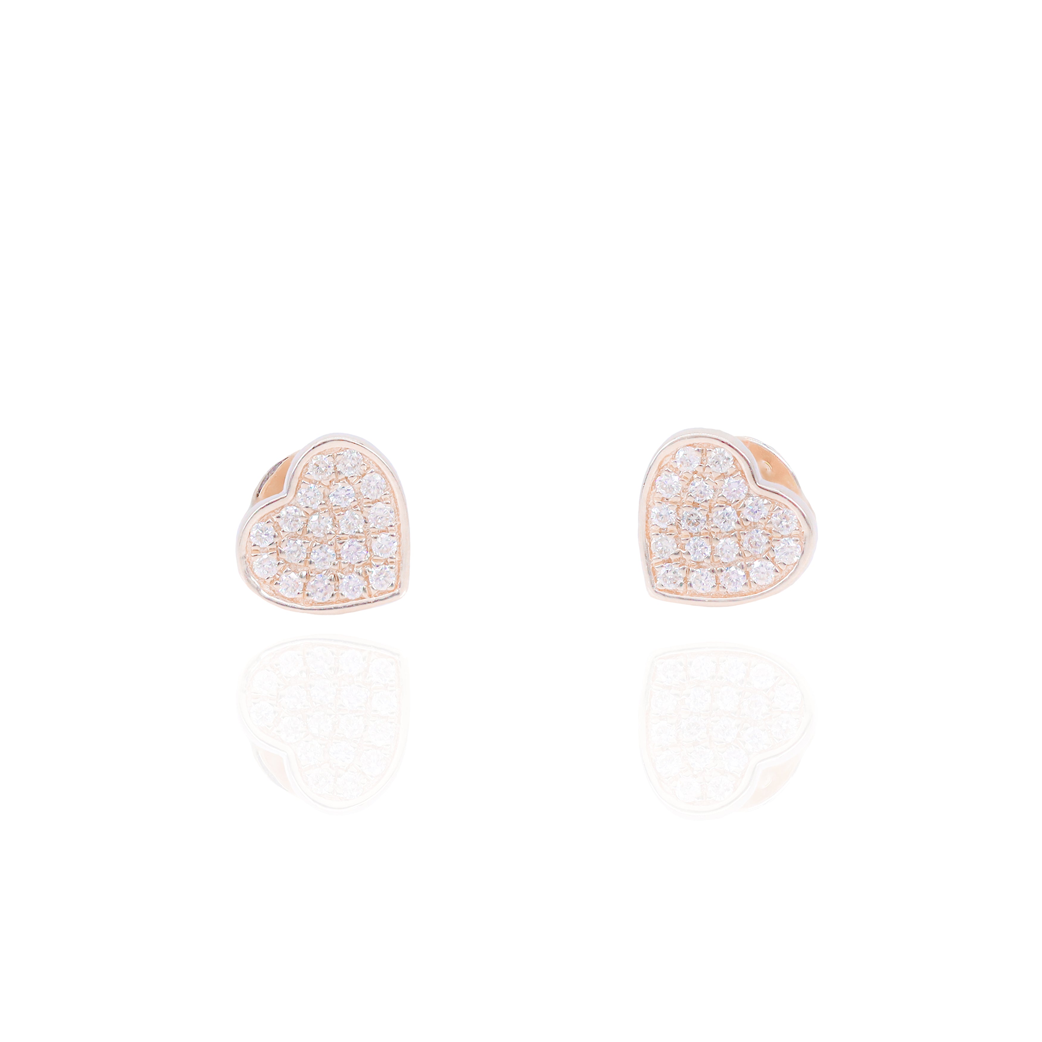 Round Diamond Heart Diamond Earrings