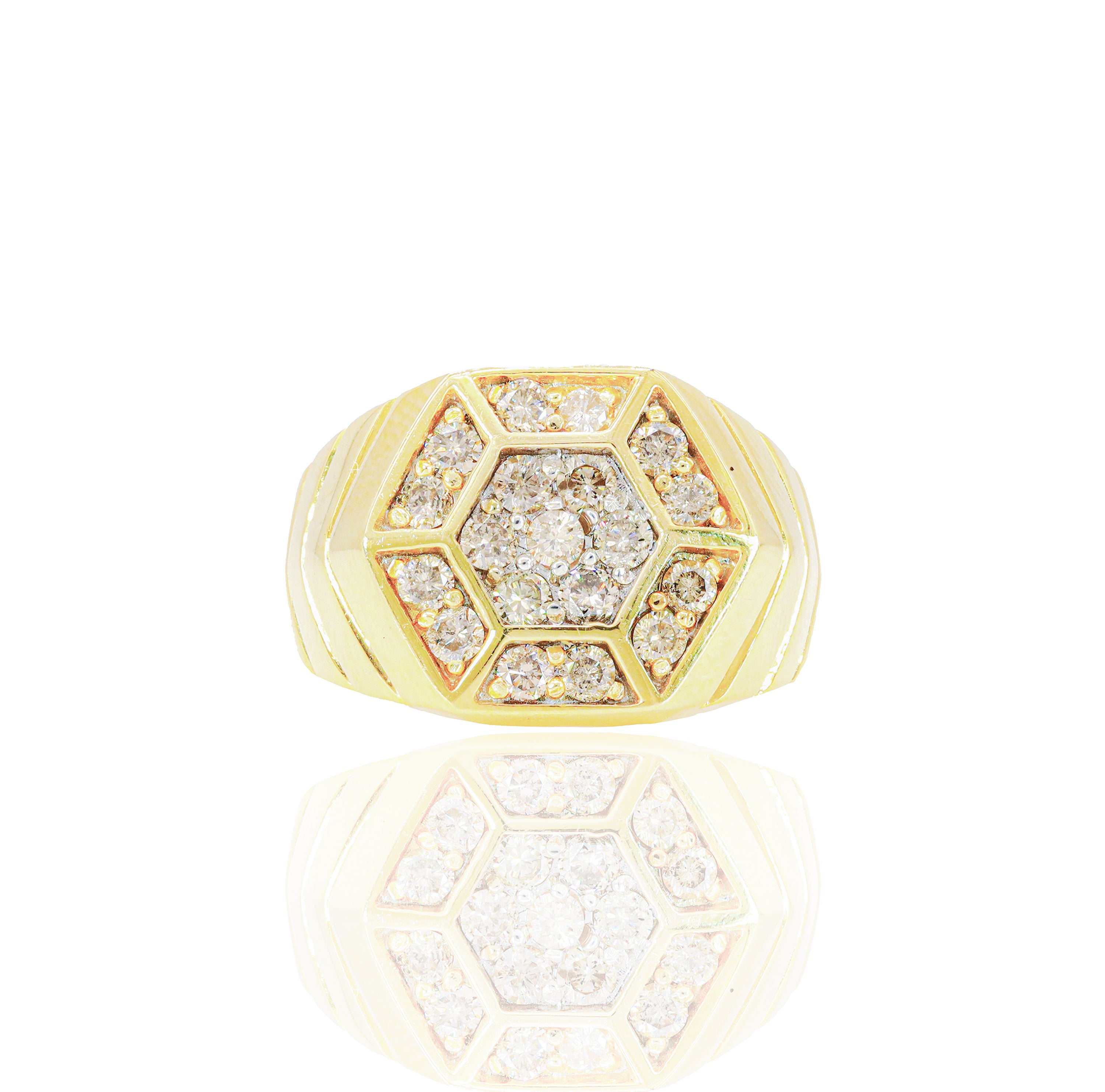 Hexagon Shaped Gold & Diamond Ring
