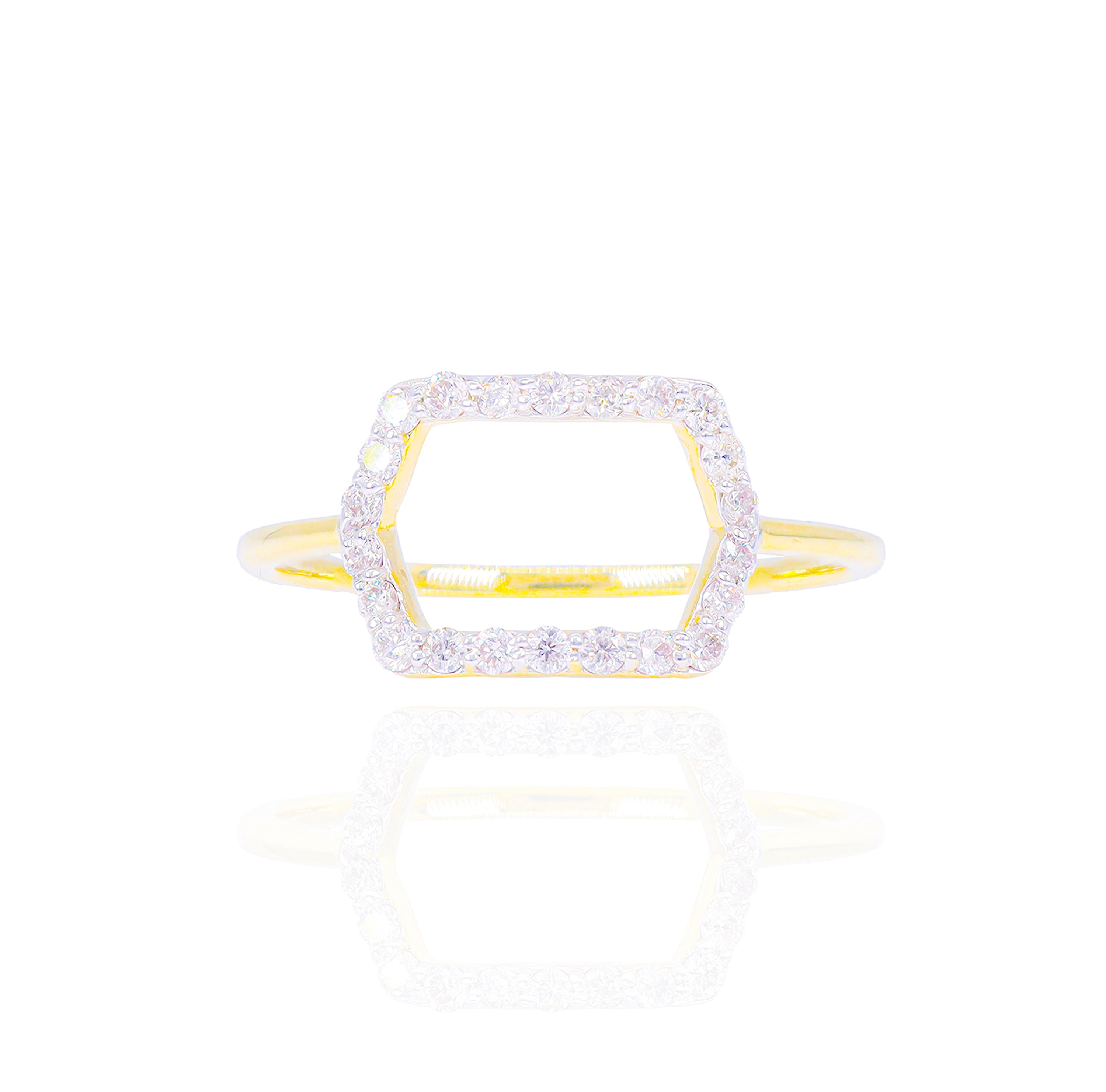 Open Rectangle Diamond Cocktail Ring