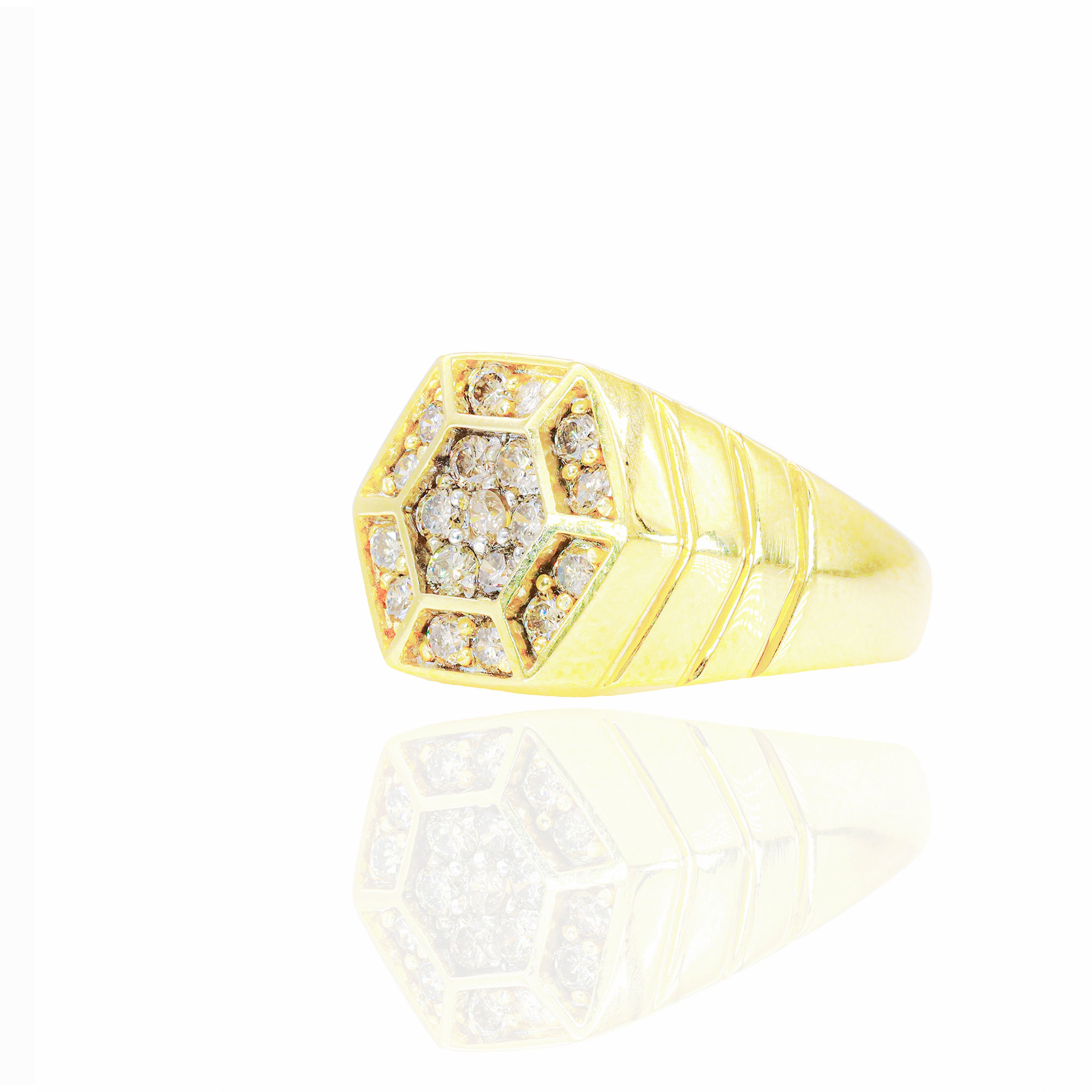 Hexagon Shaped Gold & Diamond Ring