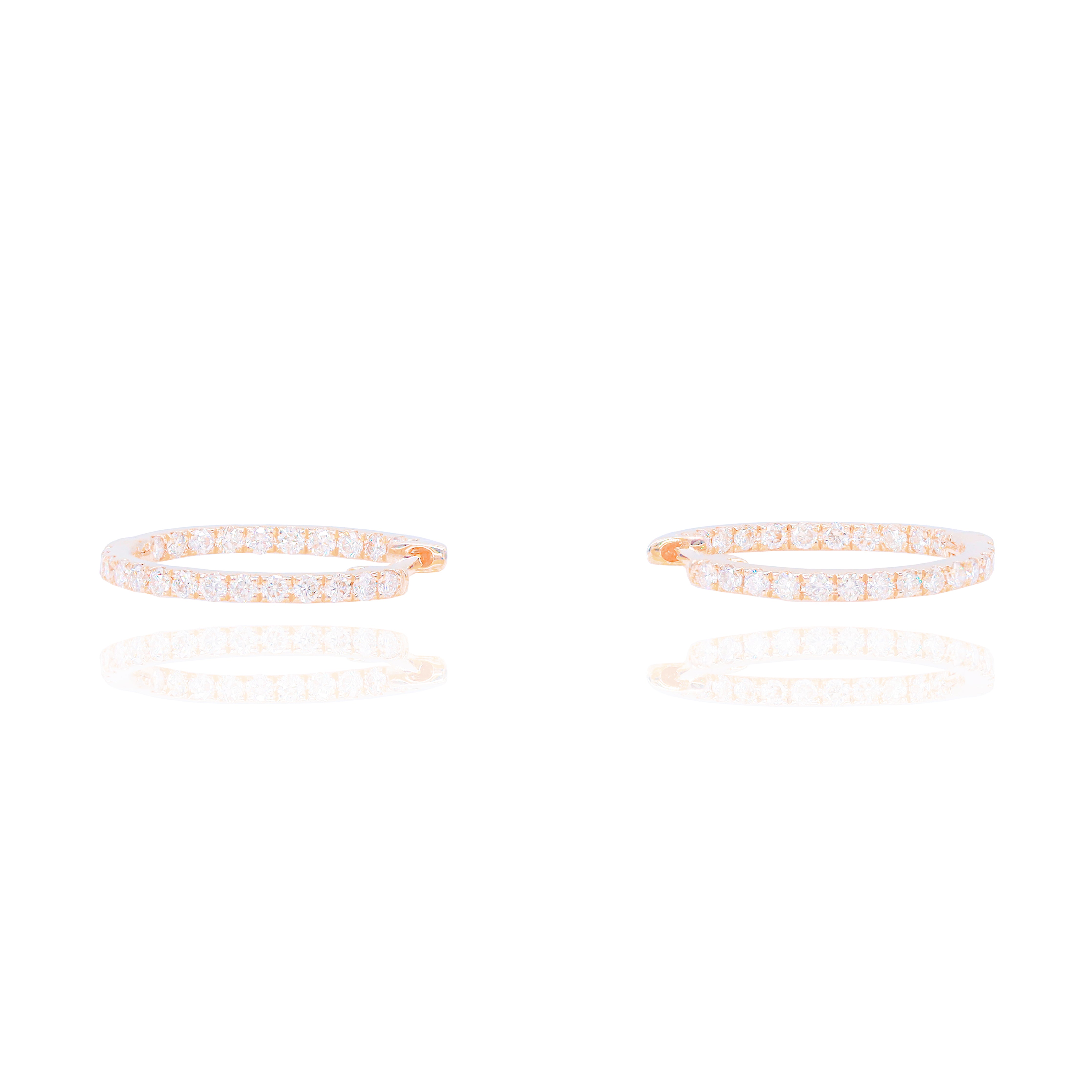 Small Inside and Out Diamond Hoops Earrings