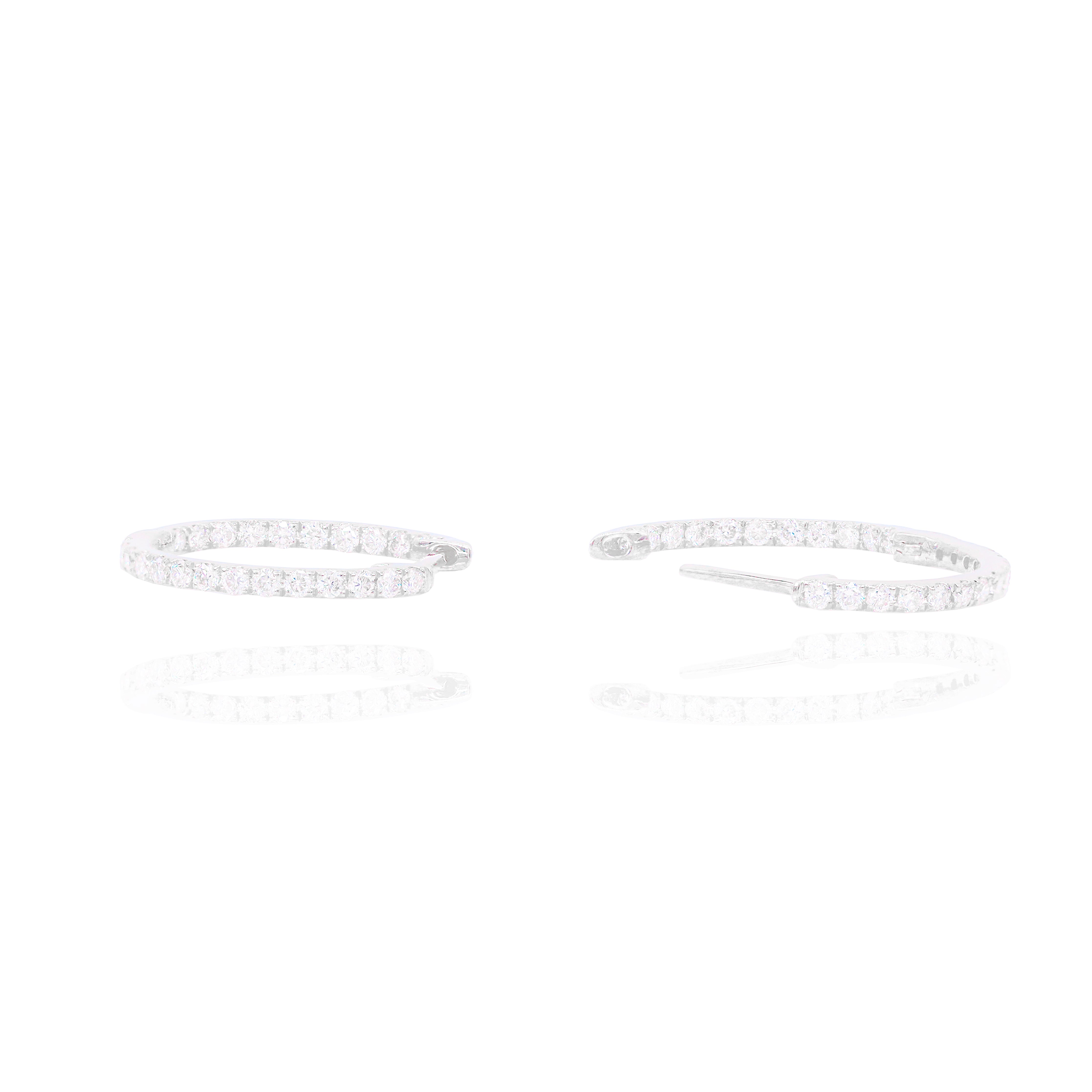 Small Inside and Out Diamond Hoops Earrings