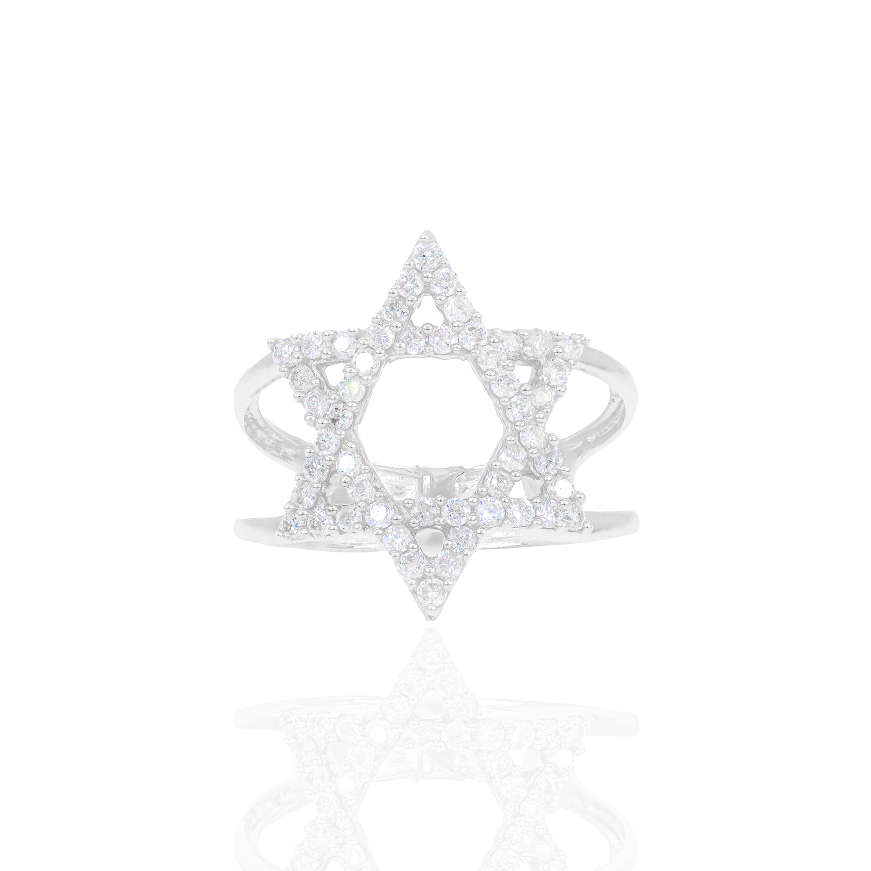 Star of David Open Diamond Ring