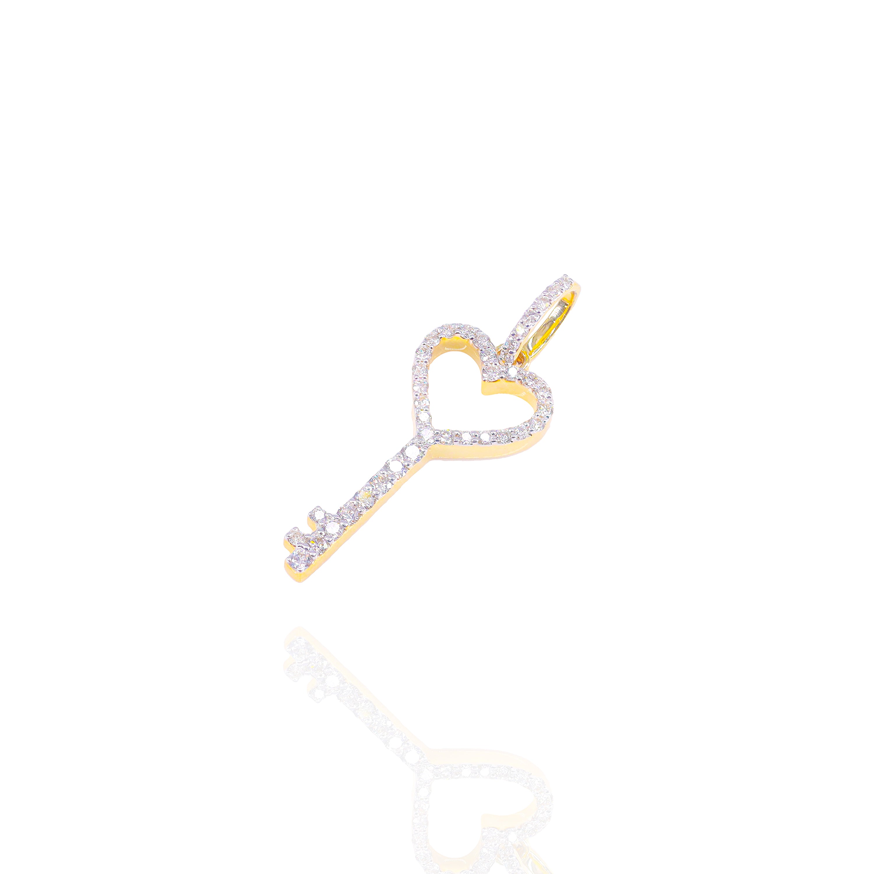 Heart Shaped Key Diamond Pendant