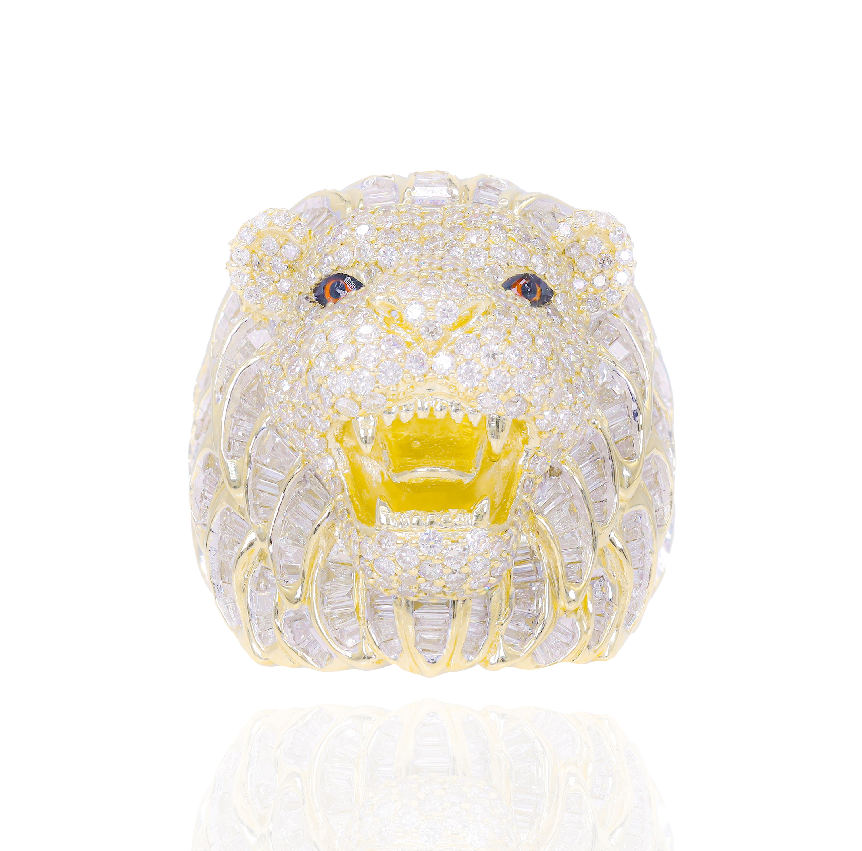 3D King Lion Diamond Ring