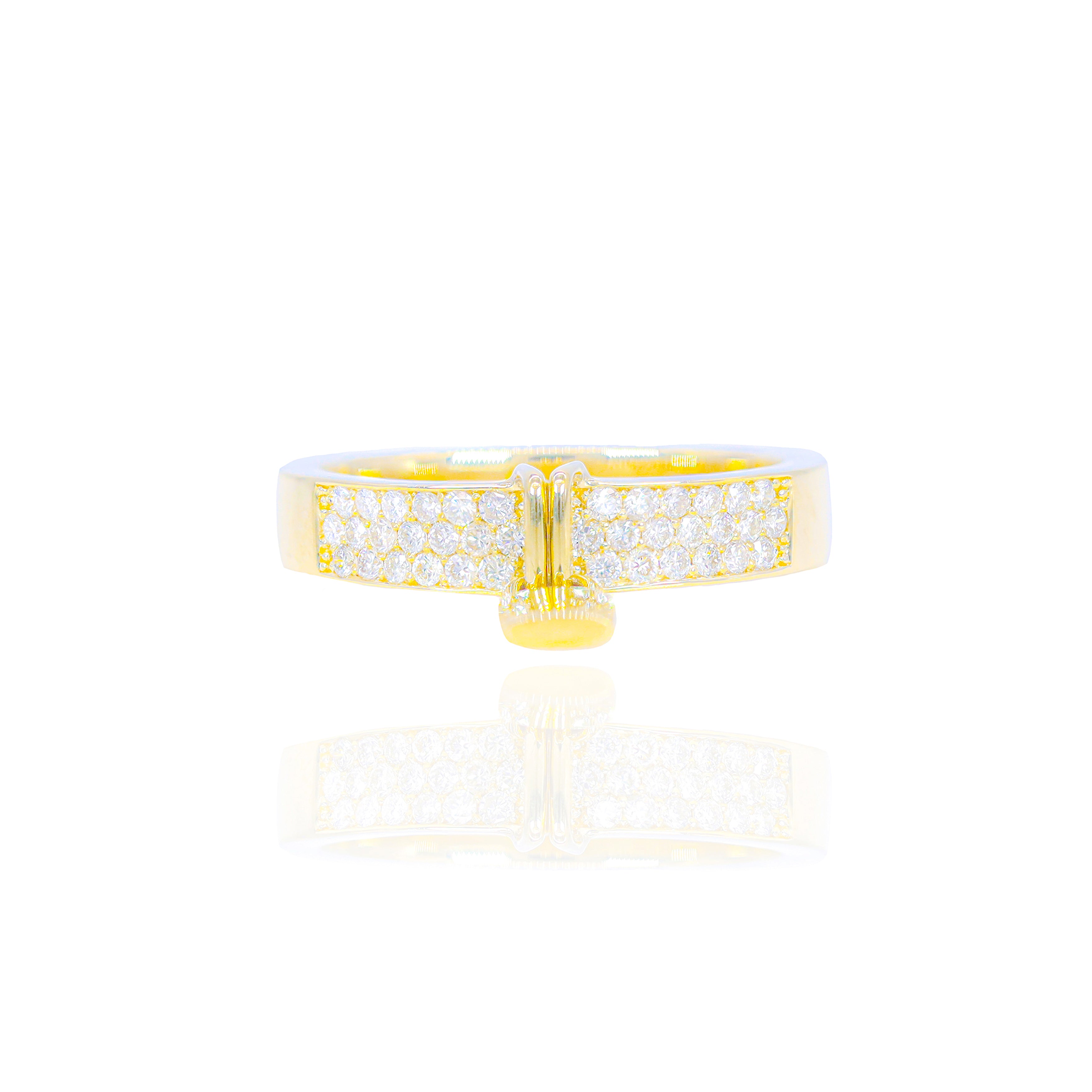 Gold Lock Diamond Ring