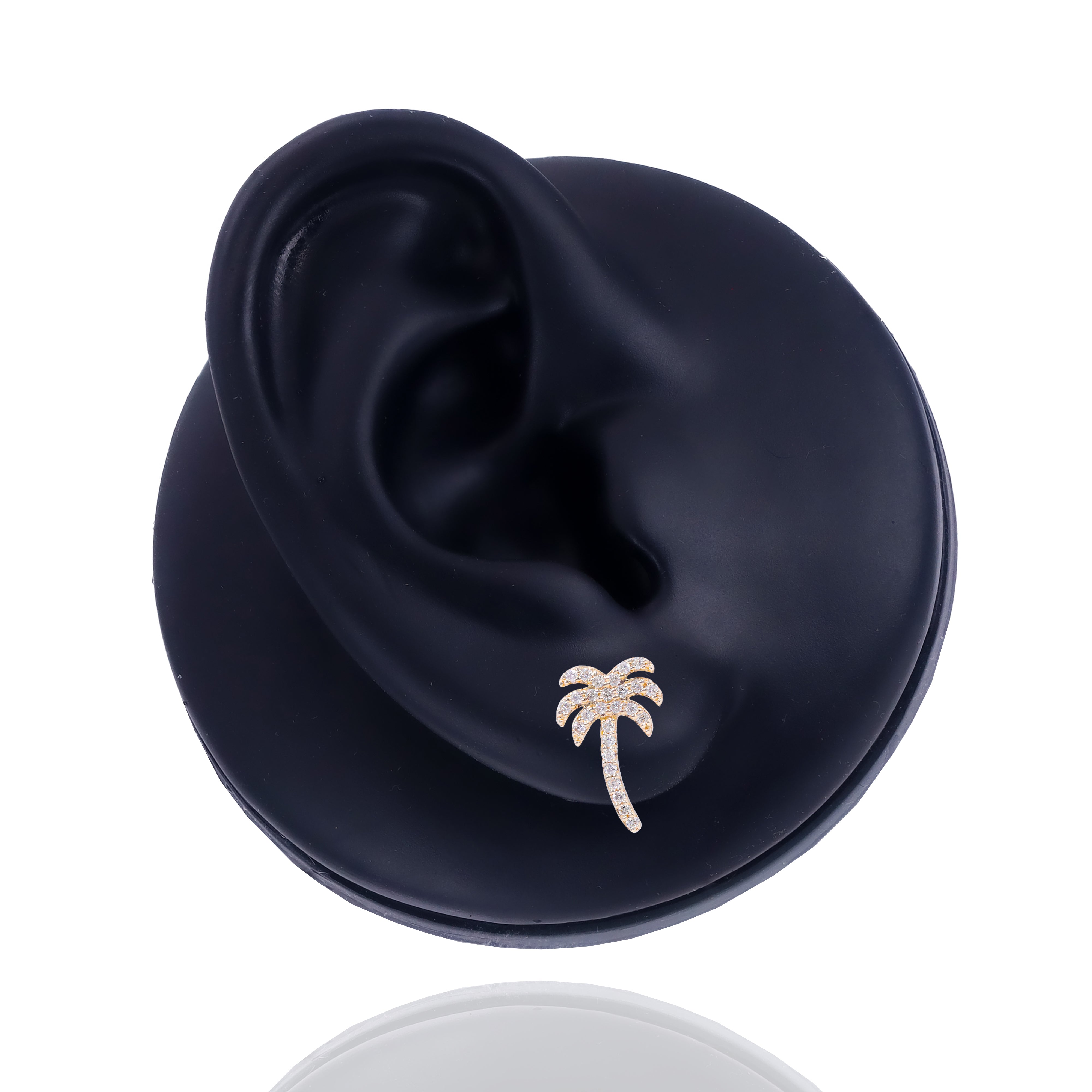 Palm Tree Round Diamond Earrings