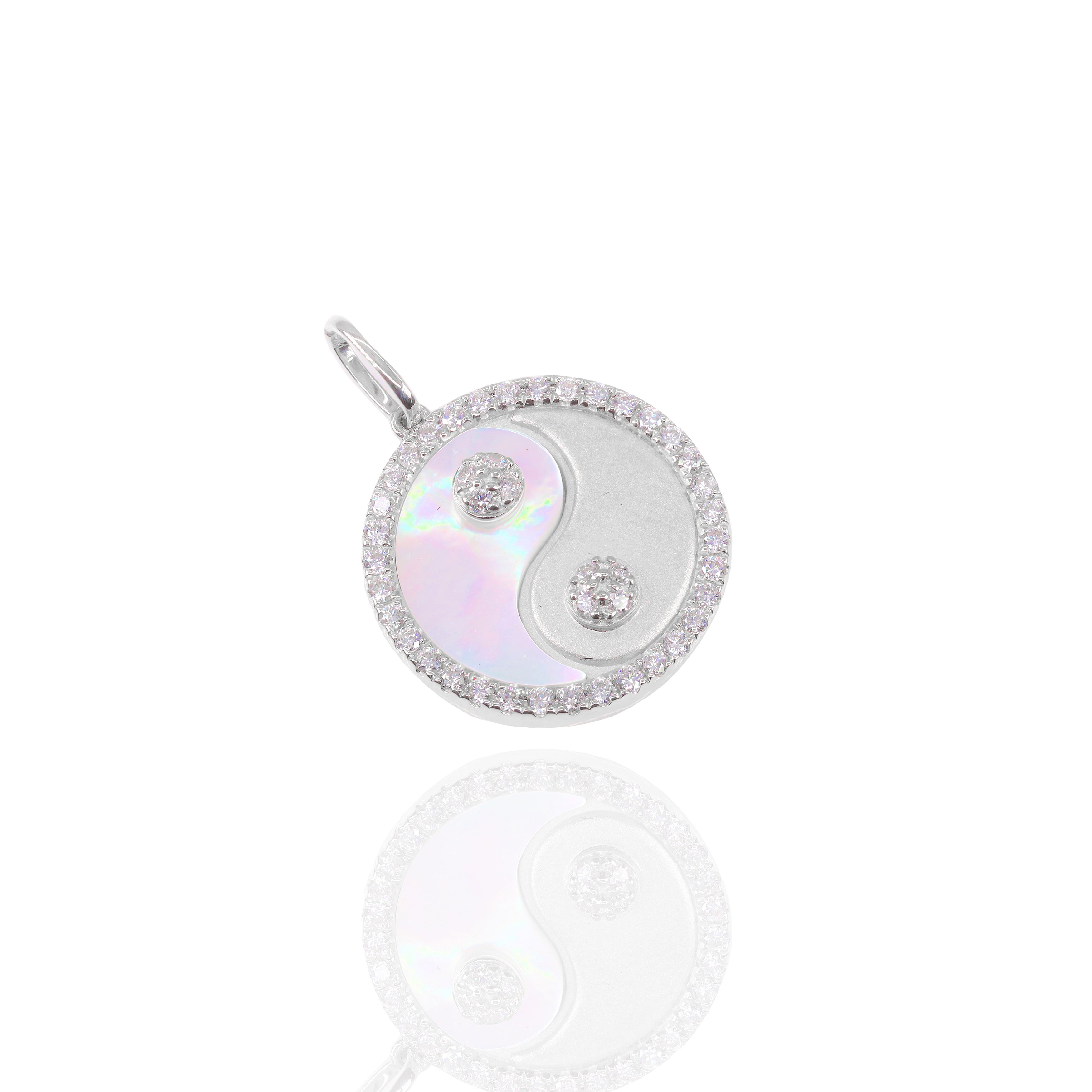 Yin-Yang Medallion Diamond Pendant with Mother of Pearl