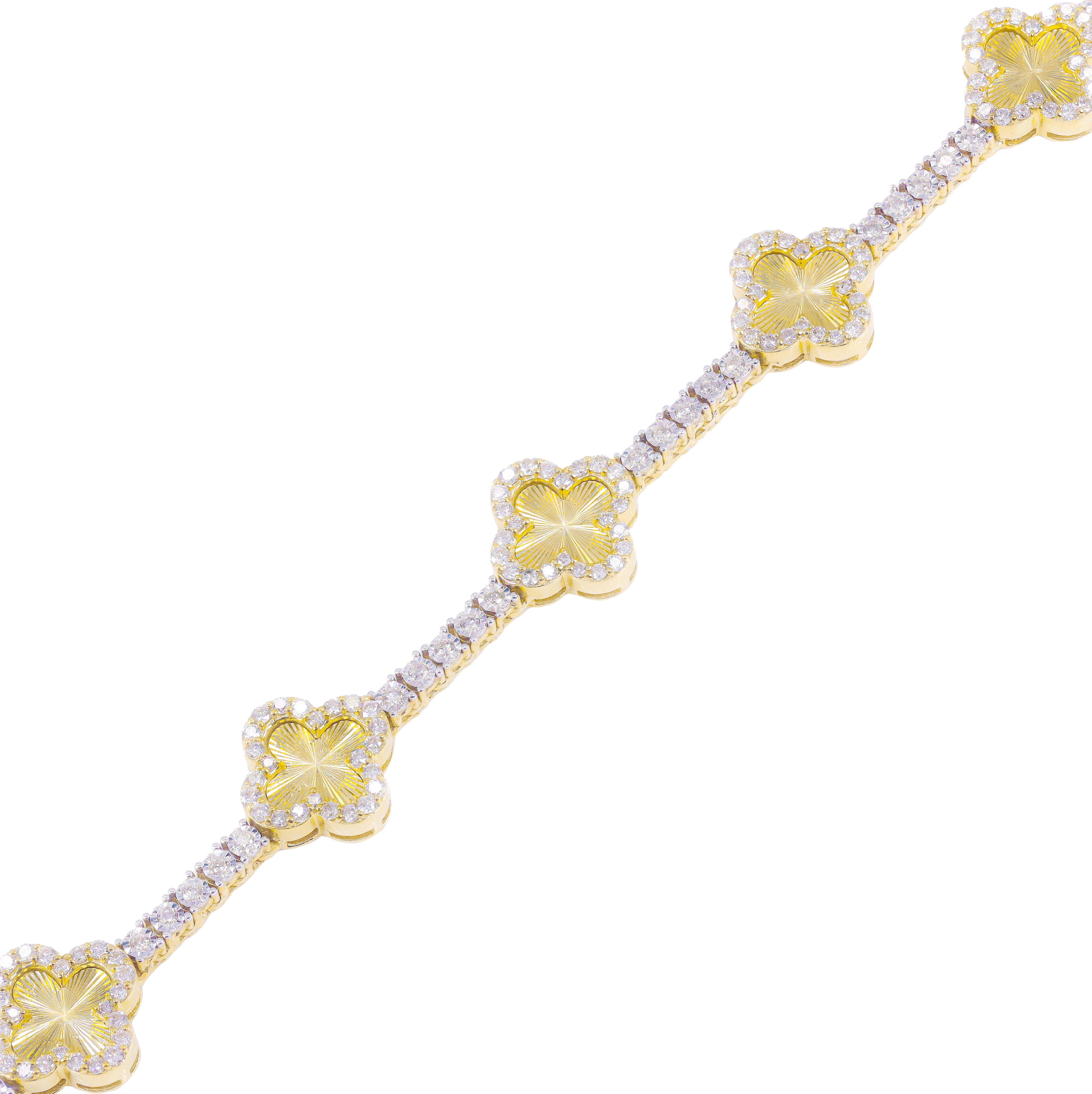 Fluted Clover Diamond Tennis Chain