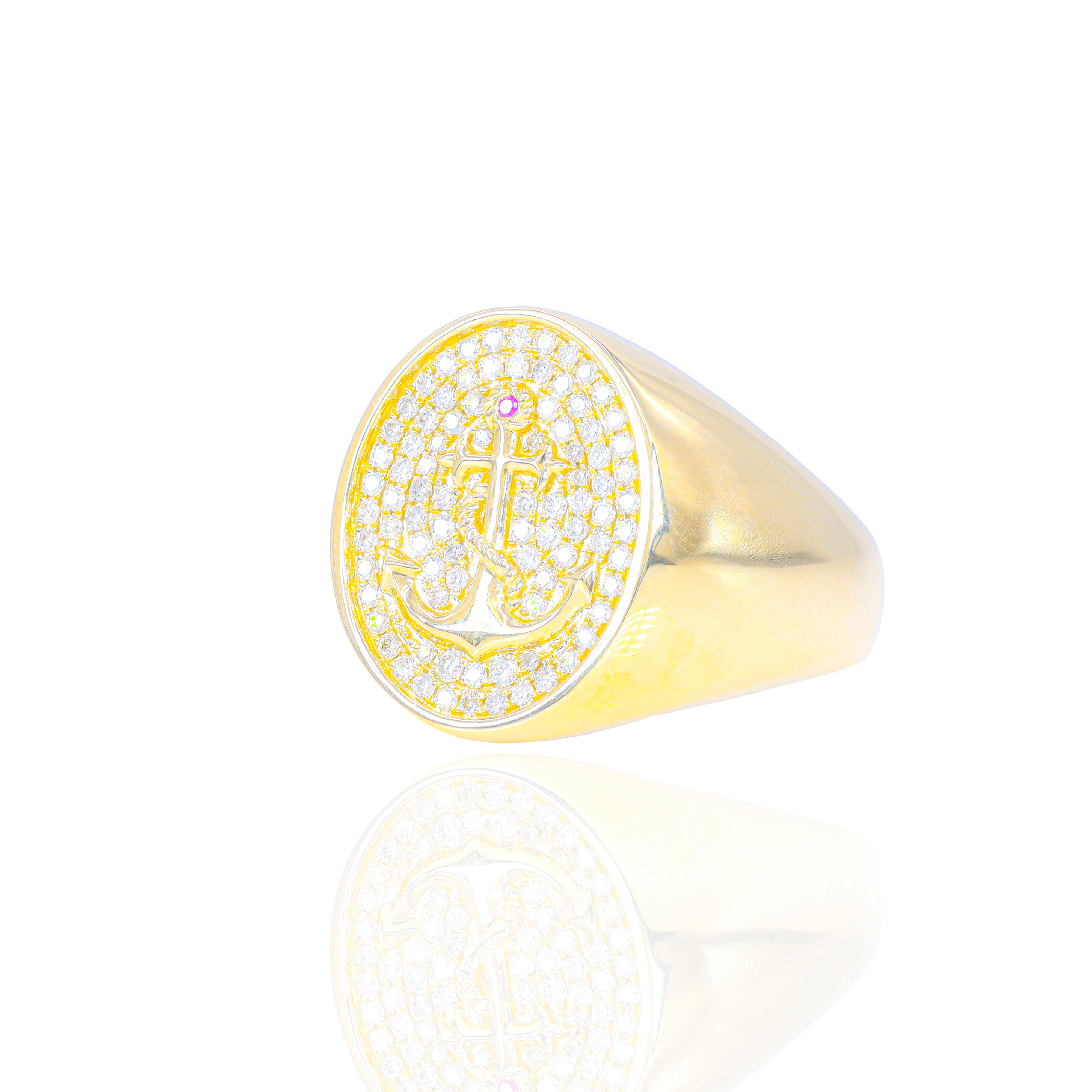 Gold Anchor Diamond Ring