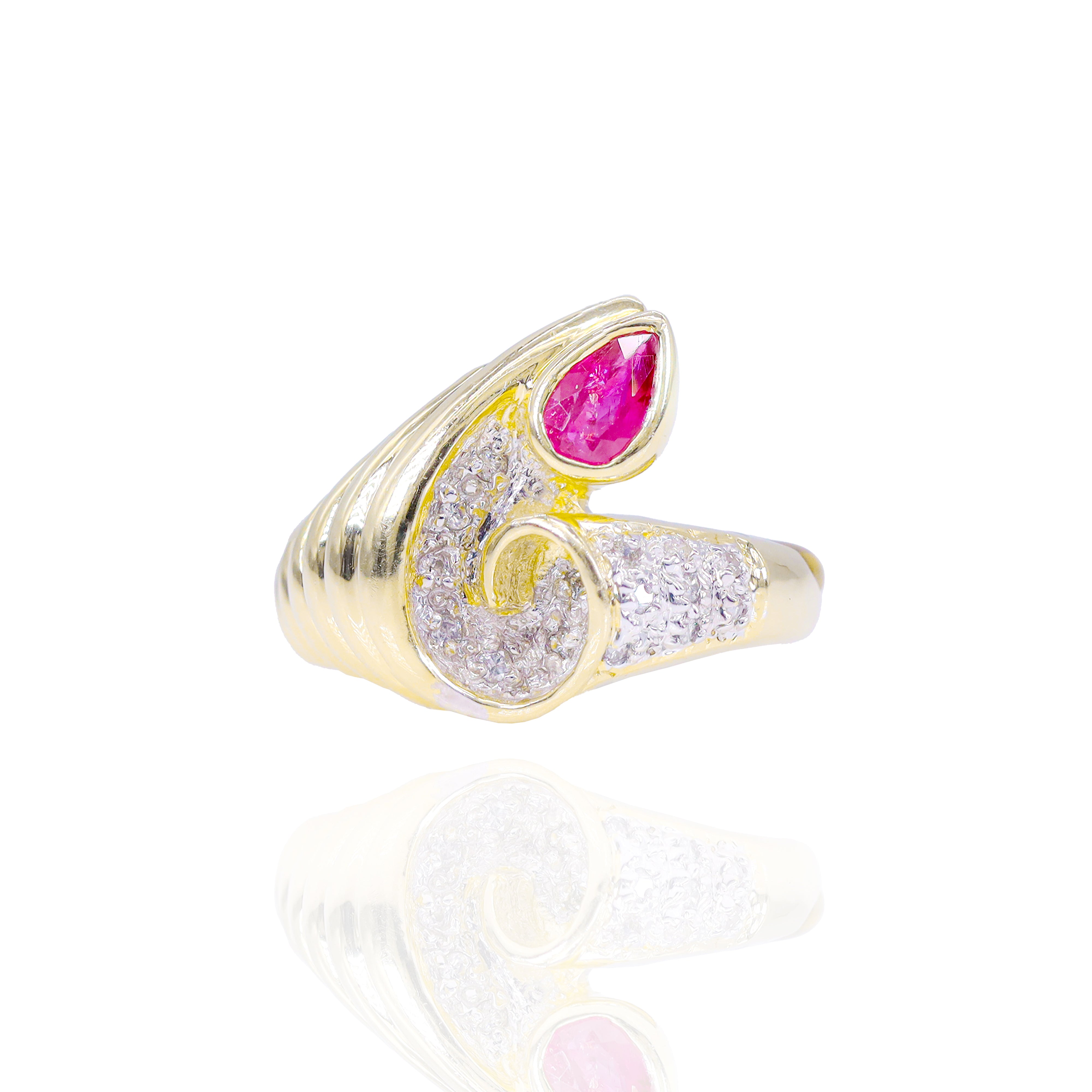 Pear Shape Ruby with Diamonds  Ring