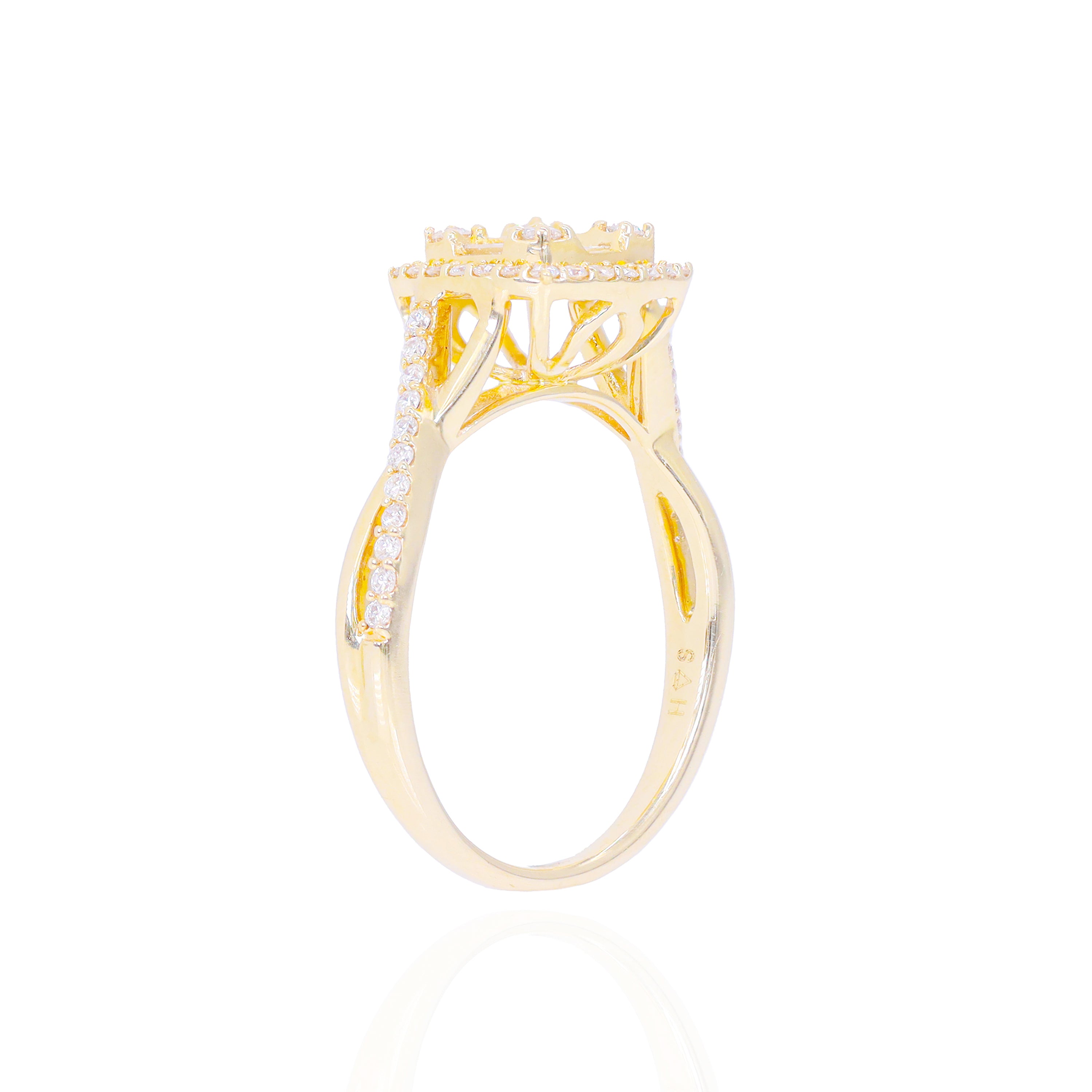 Princess Shaped with Halo and Woven Band Diamond Engagement Ring