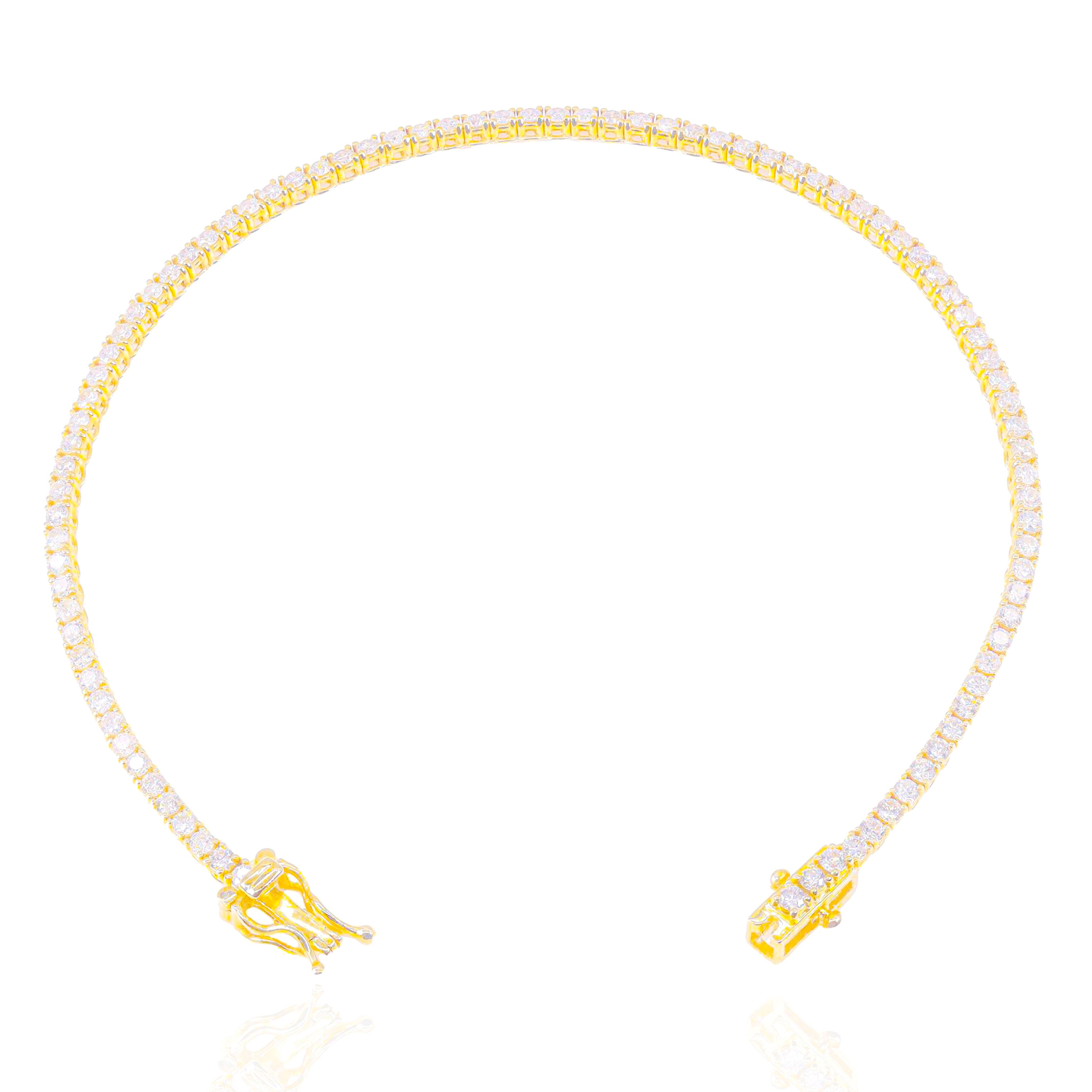 2.25 Pointer Yellow Gold Diamond Tennis Bracelet