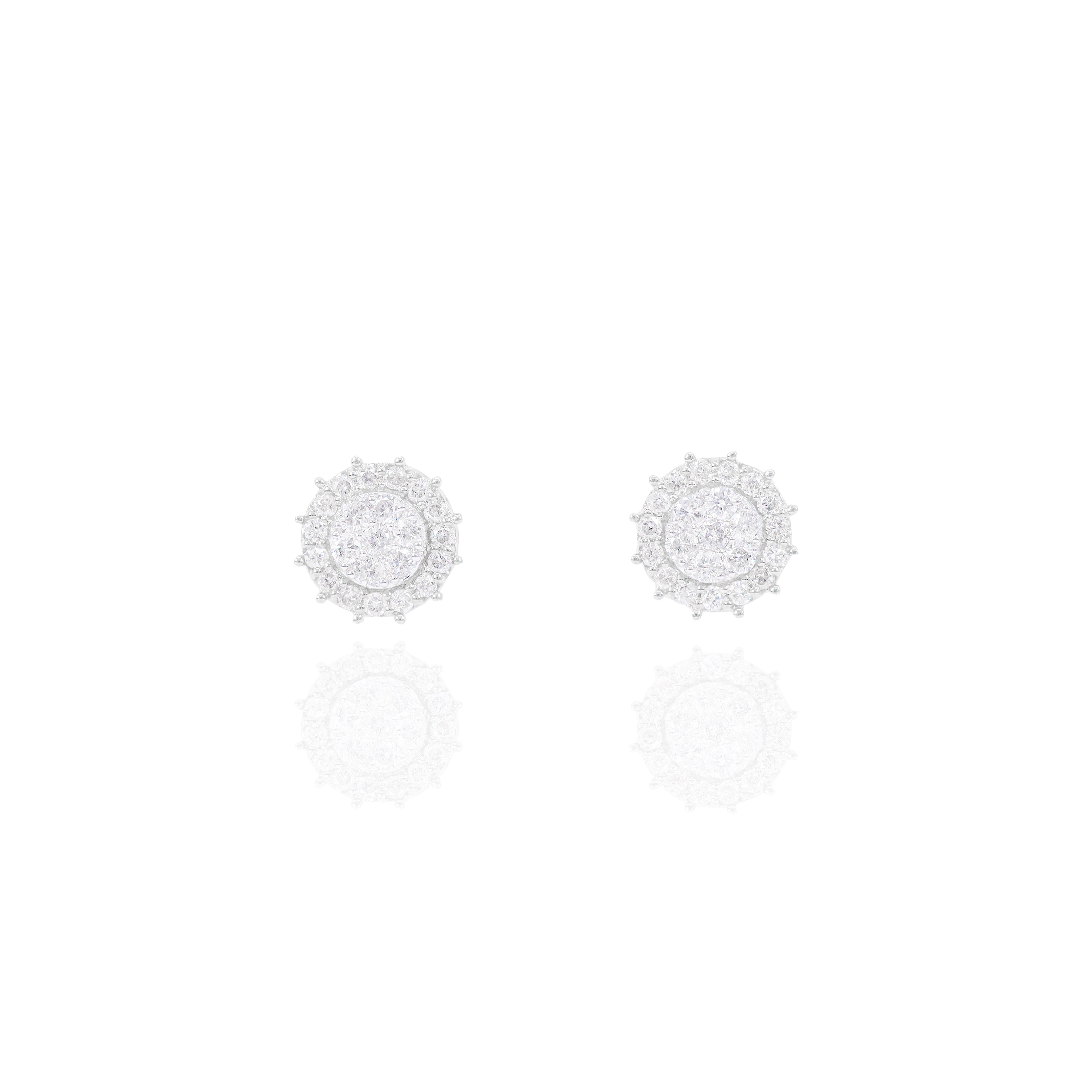 Double Layer Diamond Cluster Earrings