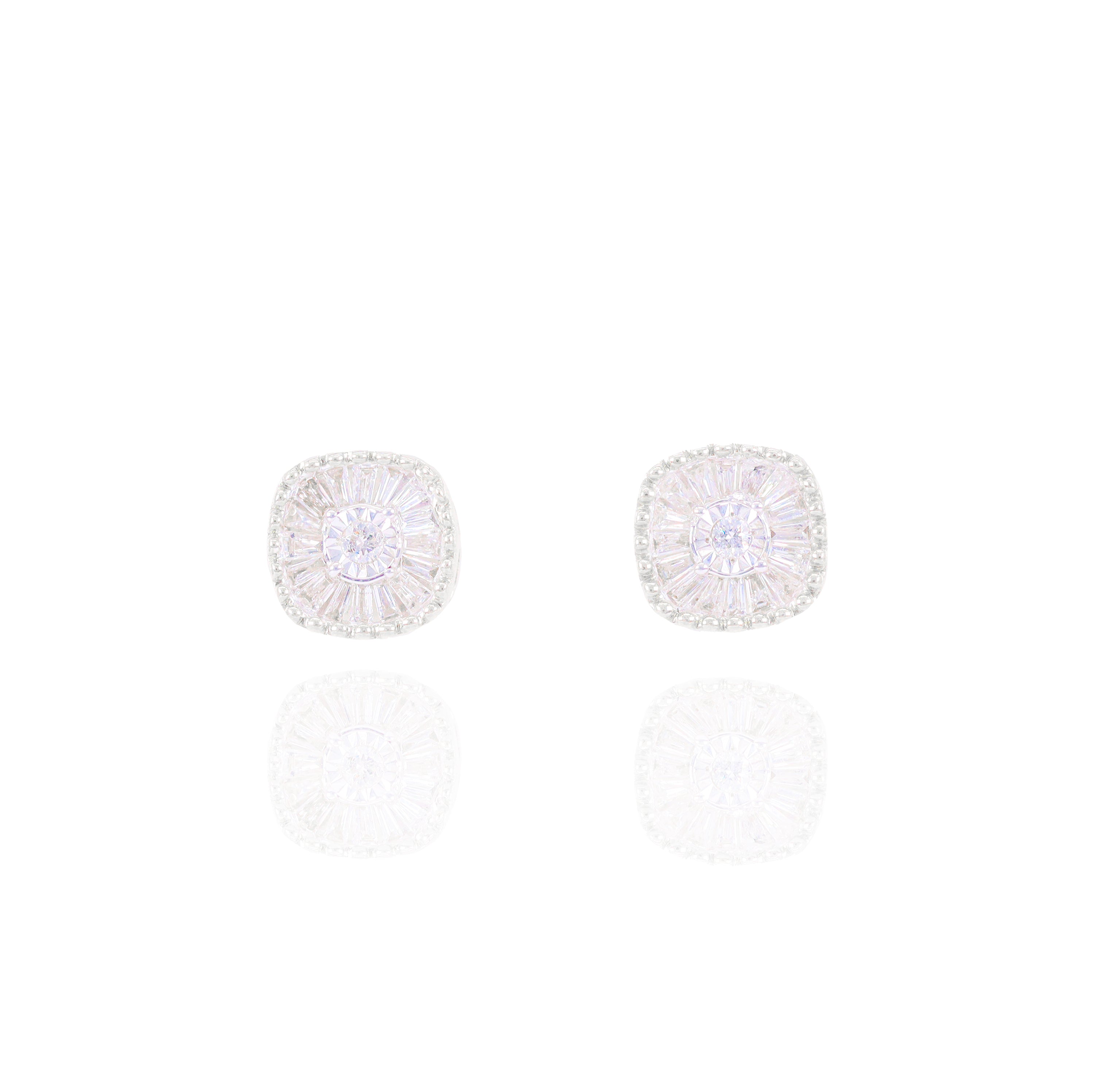 Channel Set Baguette Cluster Diamond Earrings