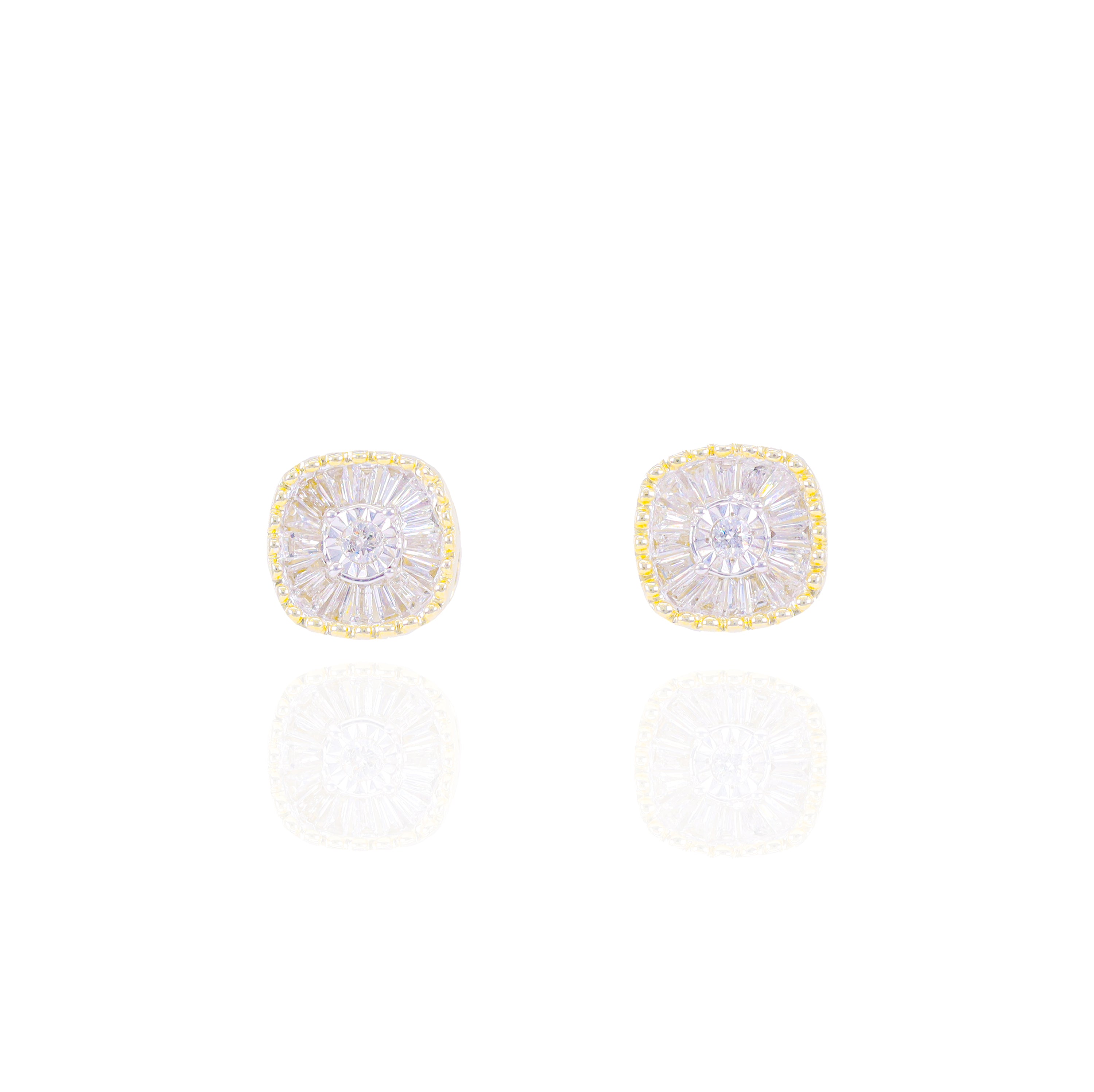 Channel Set Baguette Cluster Diamond Earrings