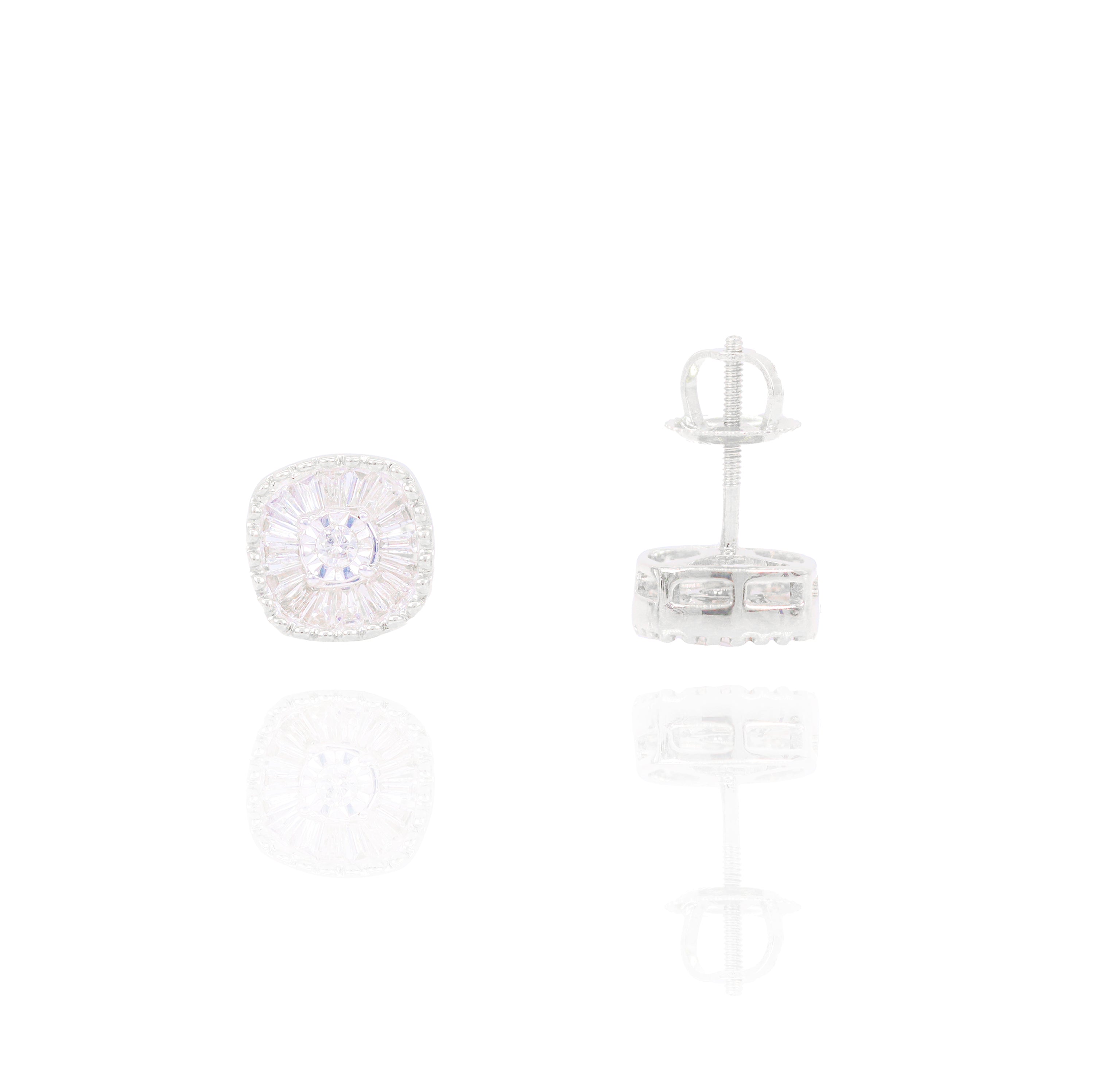 Channel Set Baguette Cluster Diamond Earrings