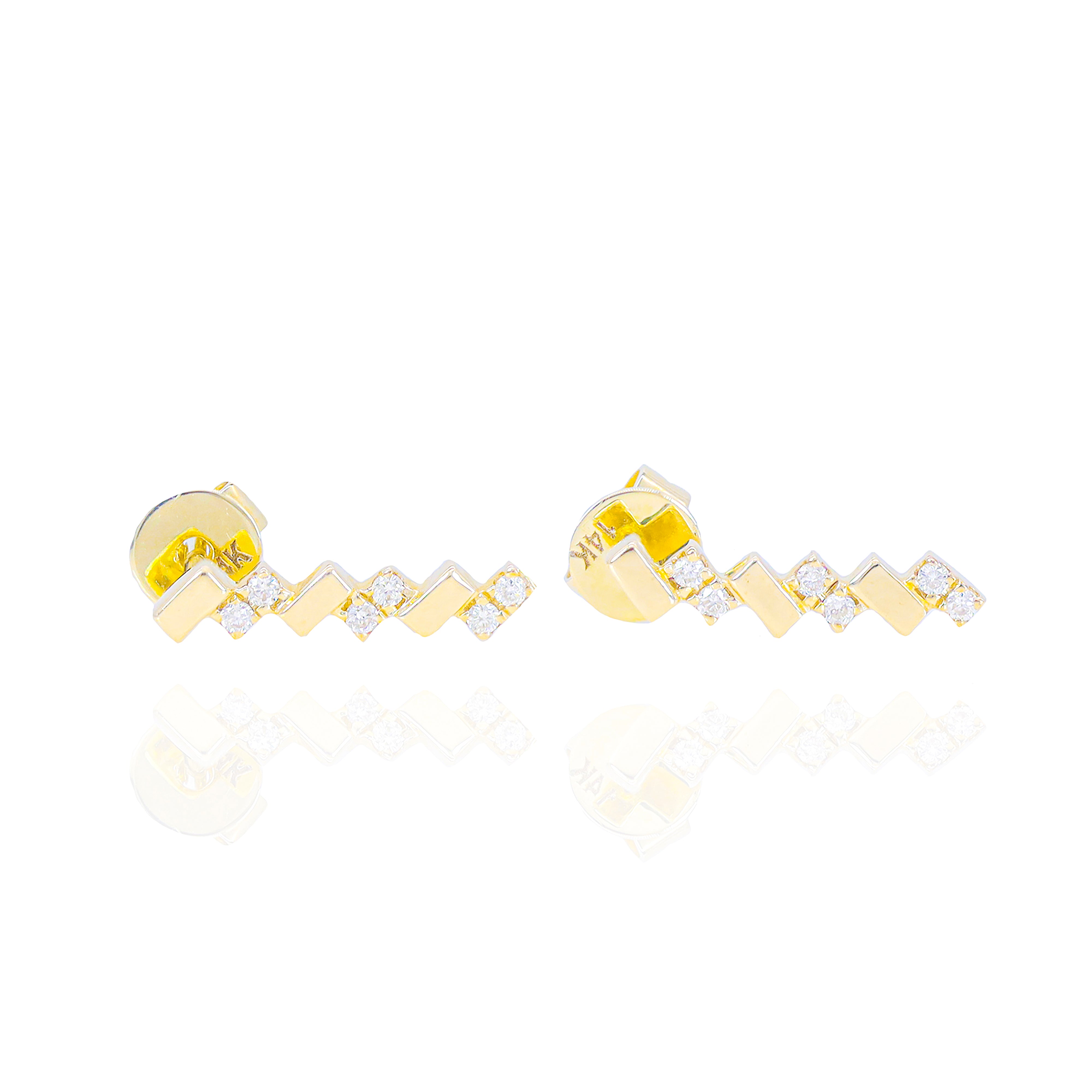 Alternating Gold & Diamond Earrings