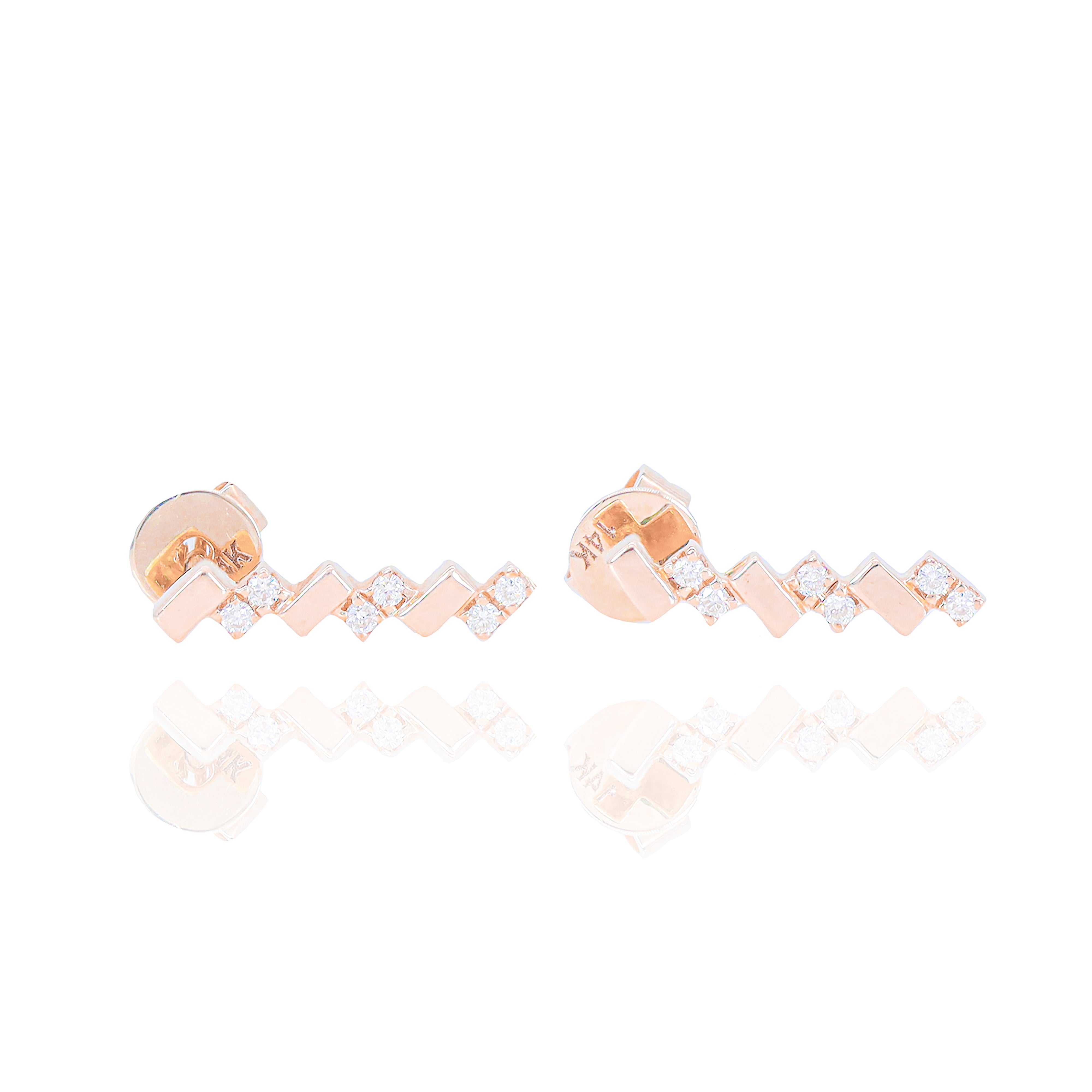 Alternating Gold & Diamond Earrings