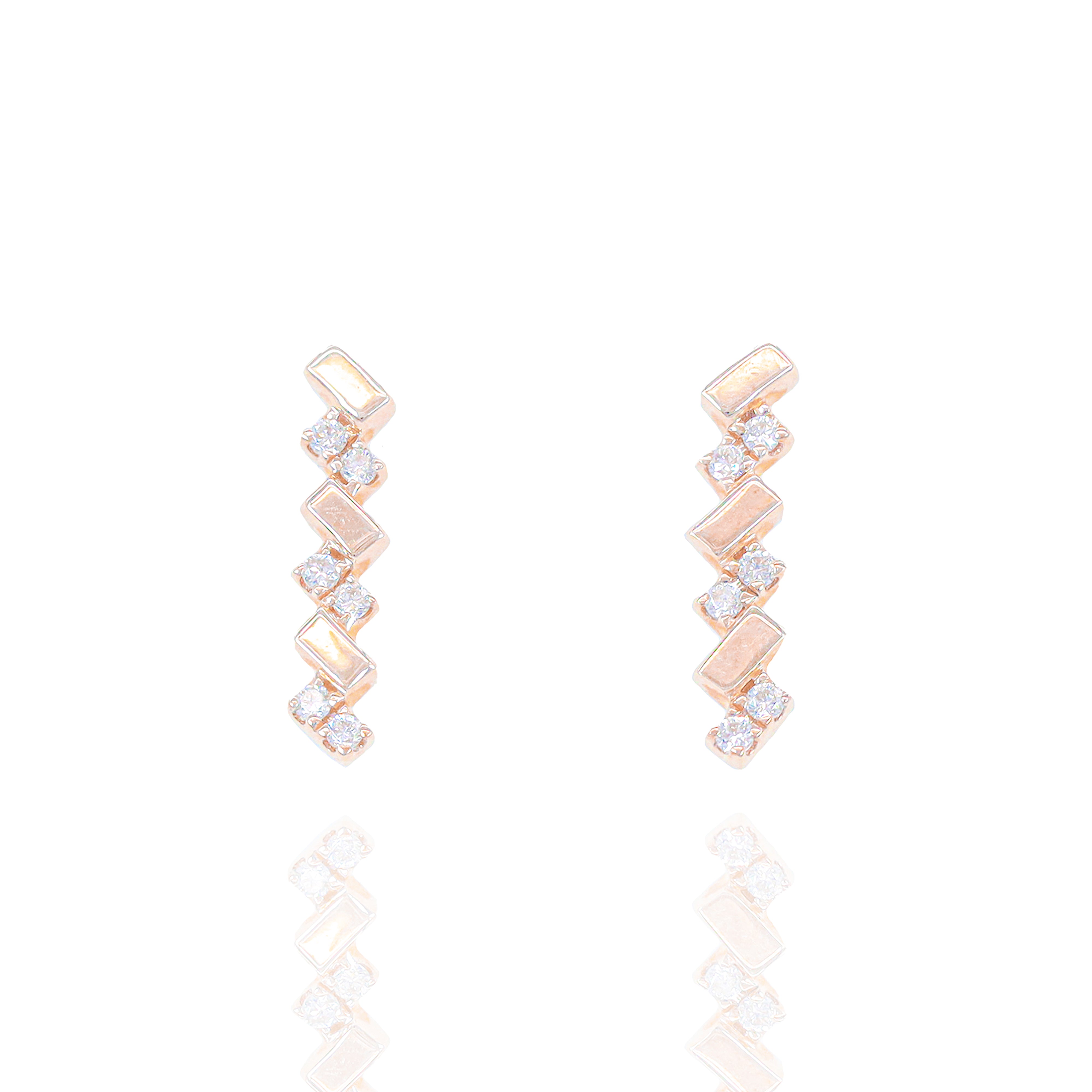 Alternating Gold & Diamond Earrings