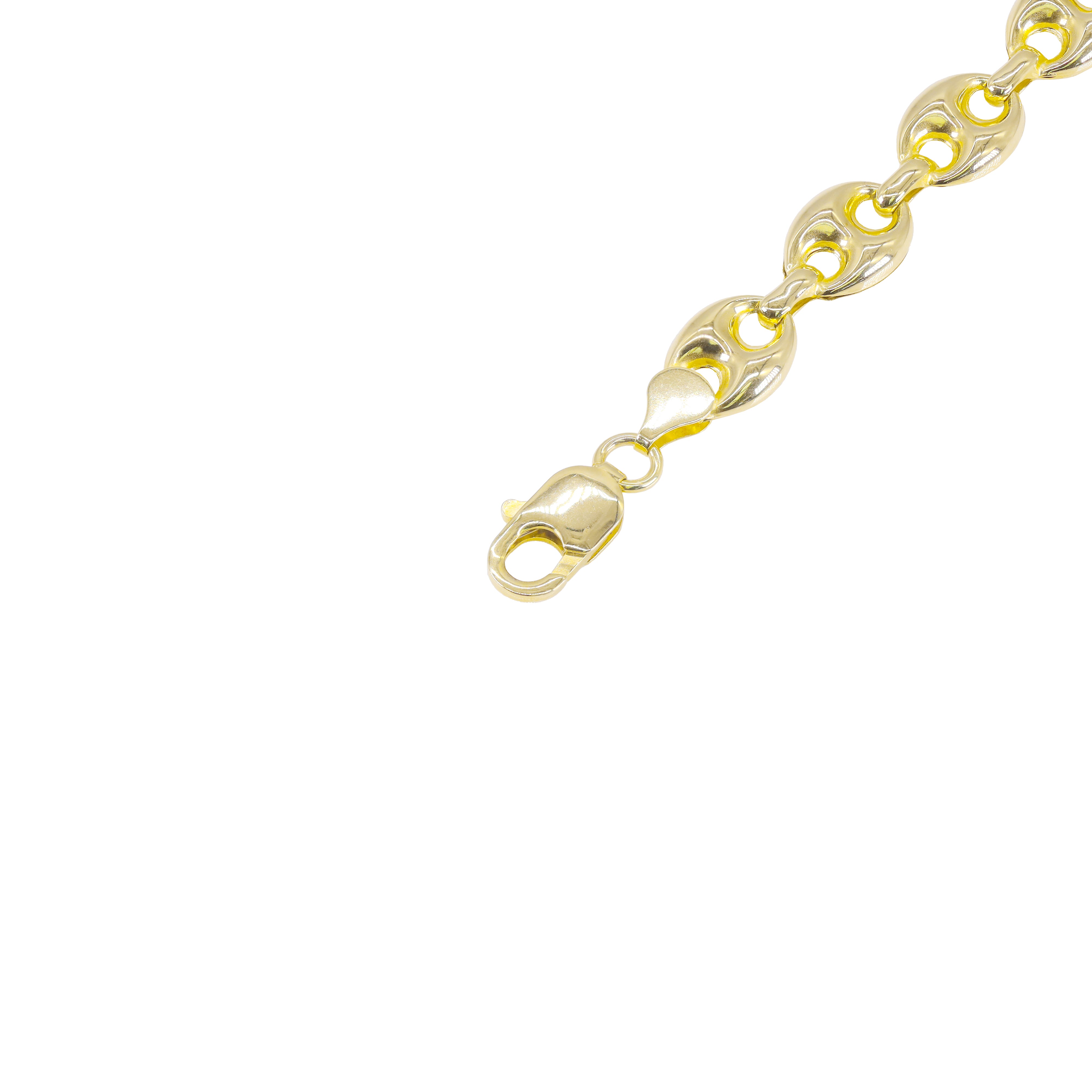 14KT SEMI-SOLID PUFFED MARINER LINK YELLOW GOLD BRACELET