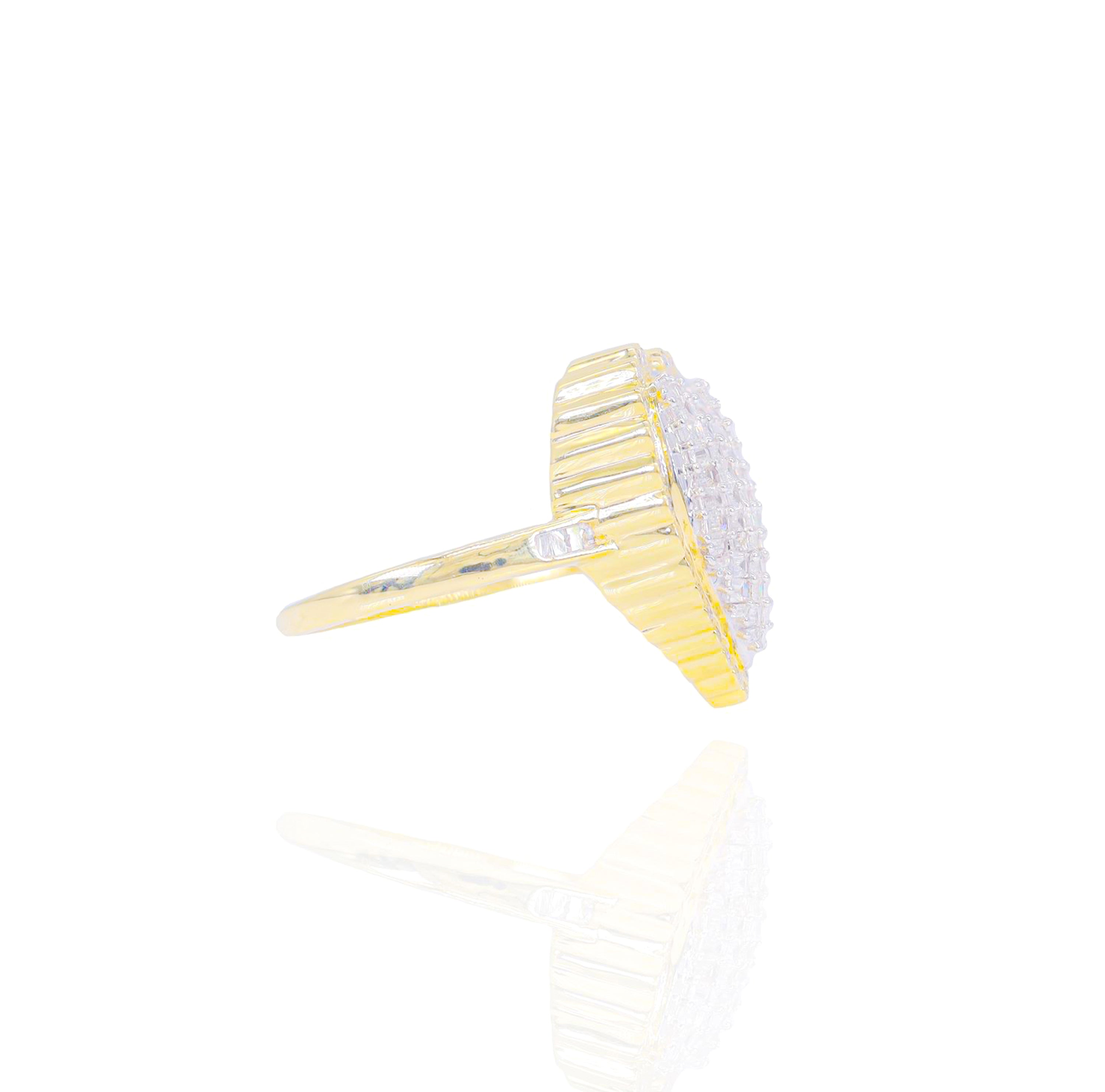 Horizontal Set Baguette Diamond Heart Ring