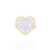 Horizontal Set Baguette Diamond Heart Ring