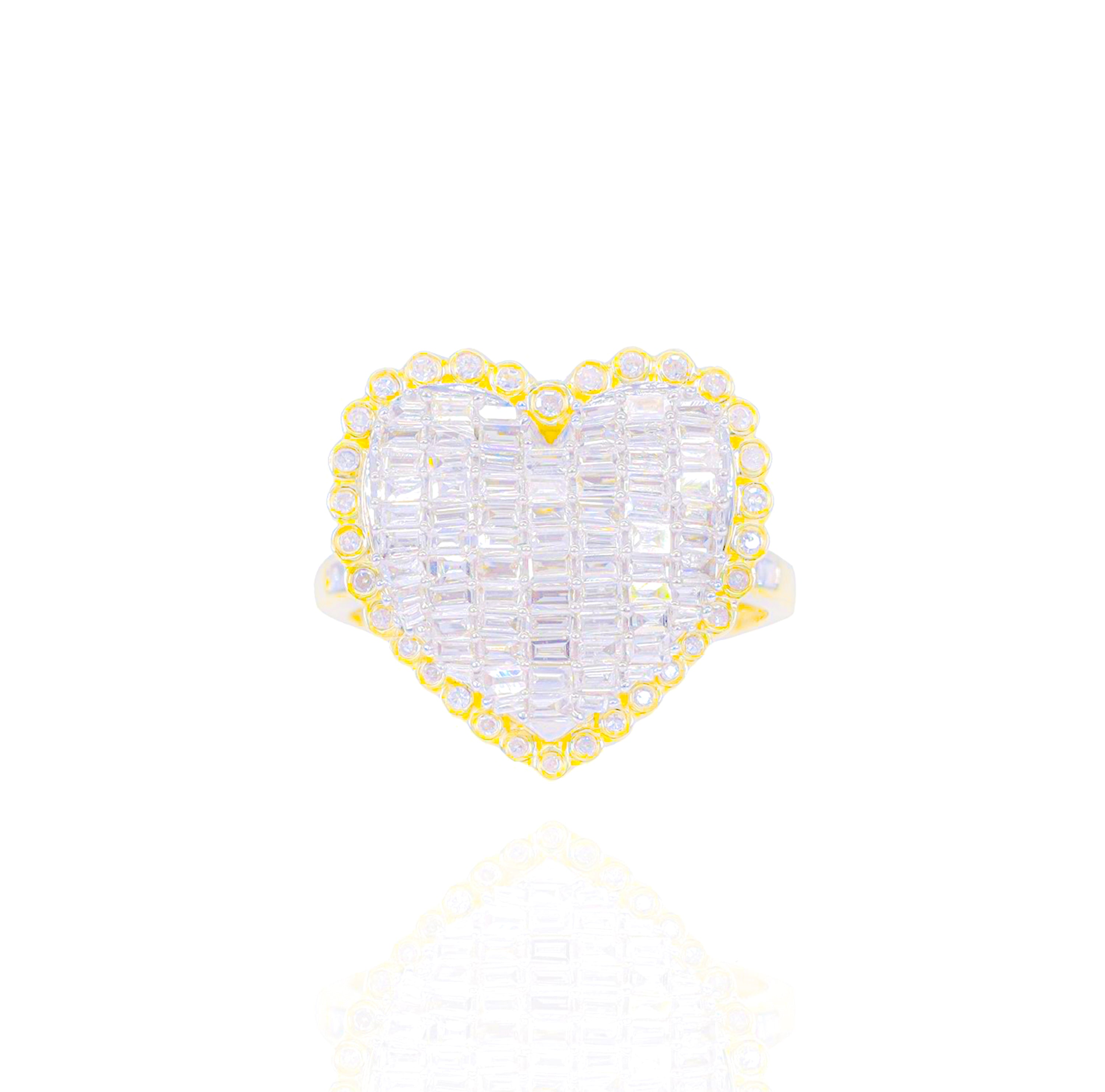 Horizontal Set Baguette Diamond Heart Ring