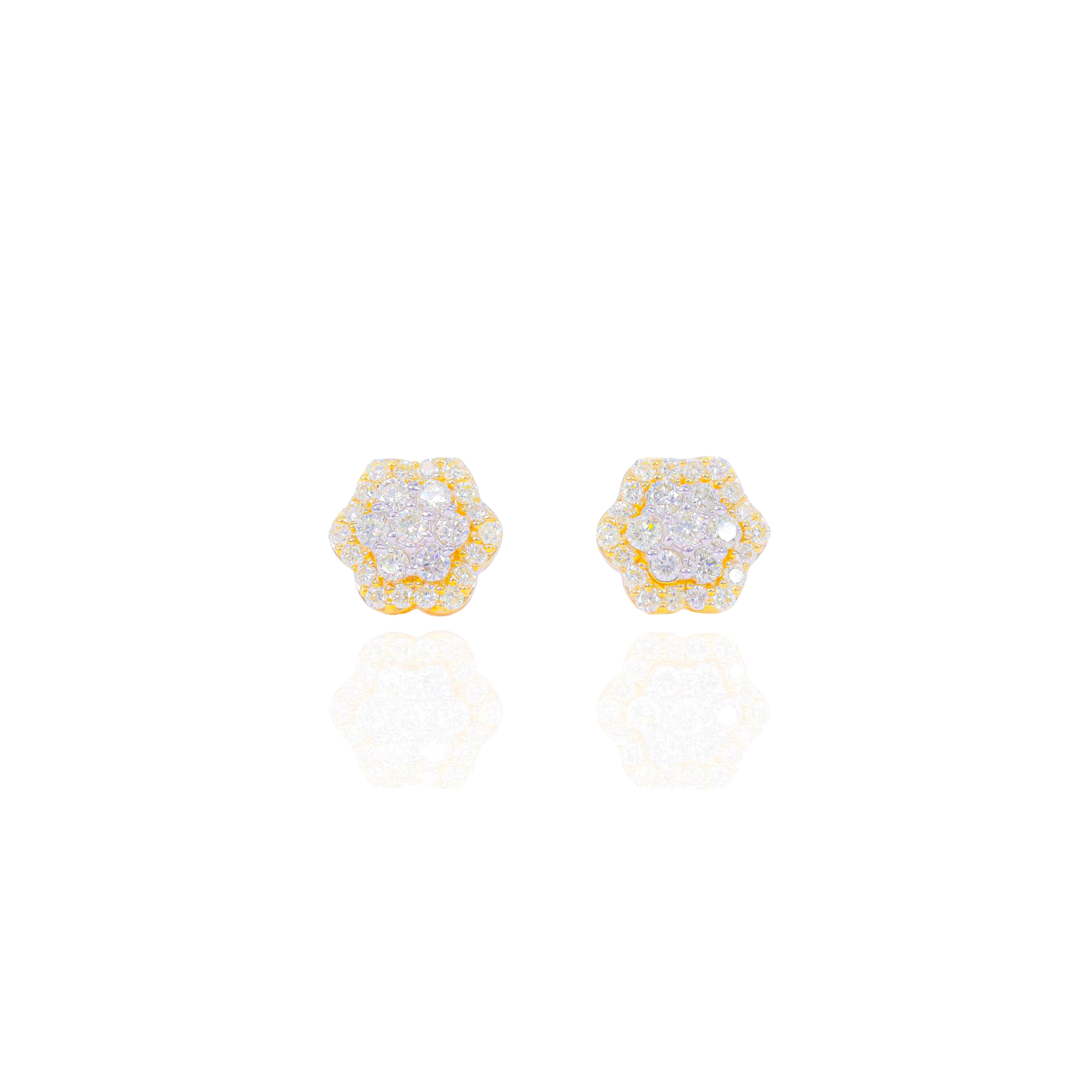 Star Shaped Diamond Cluster Earrings