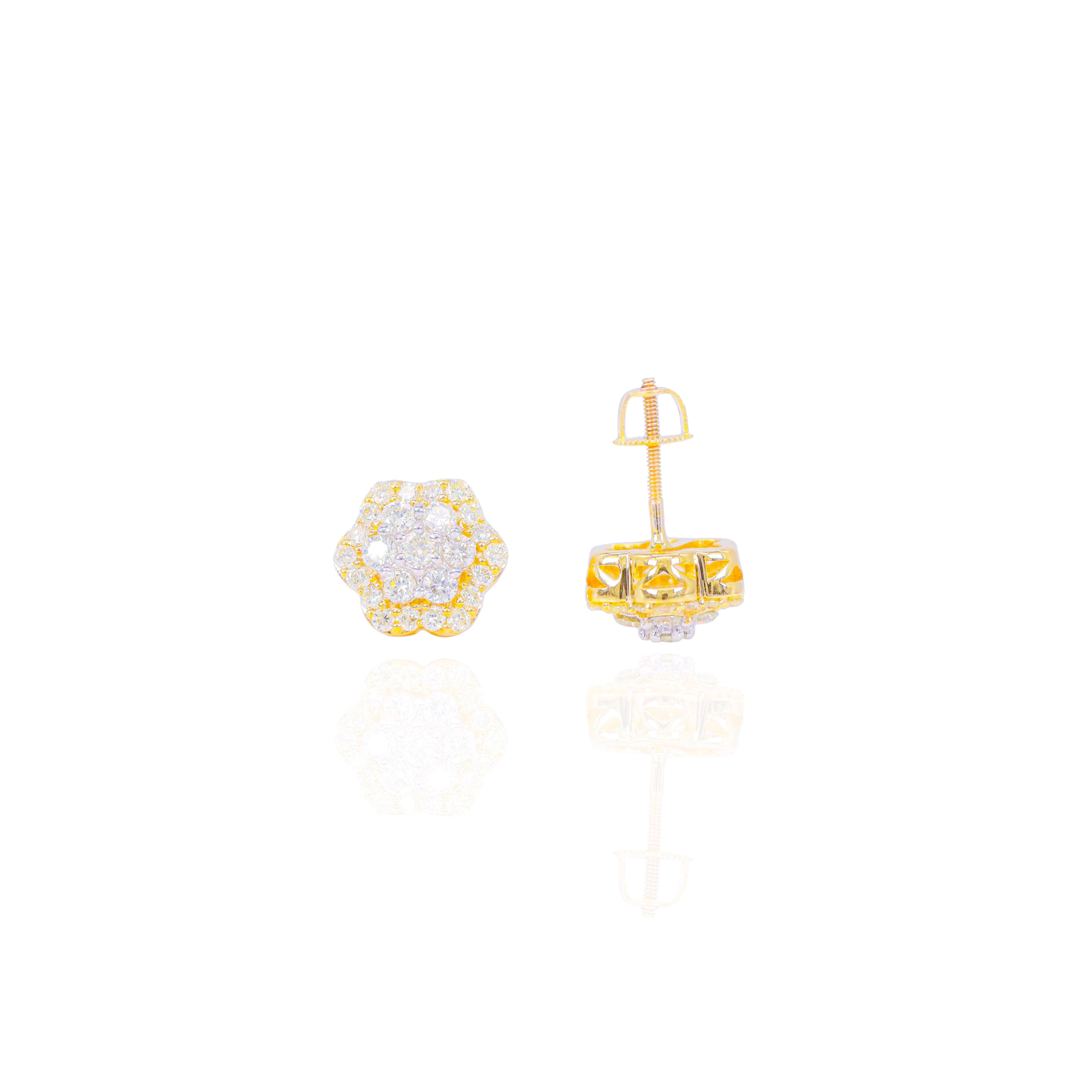 Star Shaped Diamond Cluster Earrings