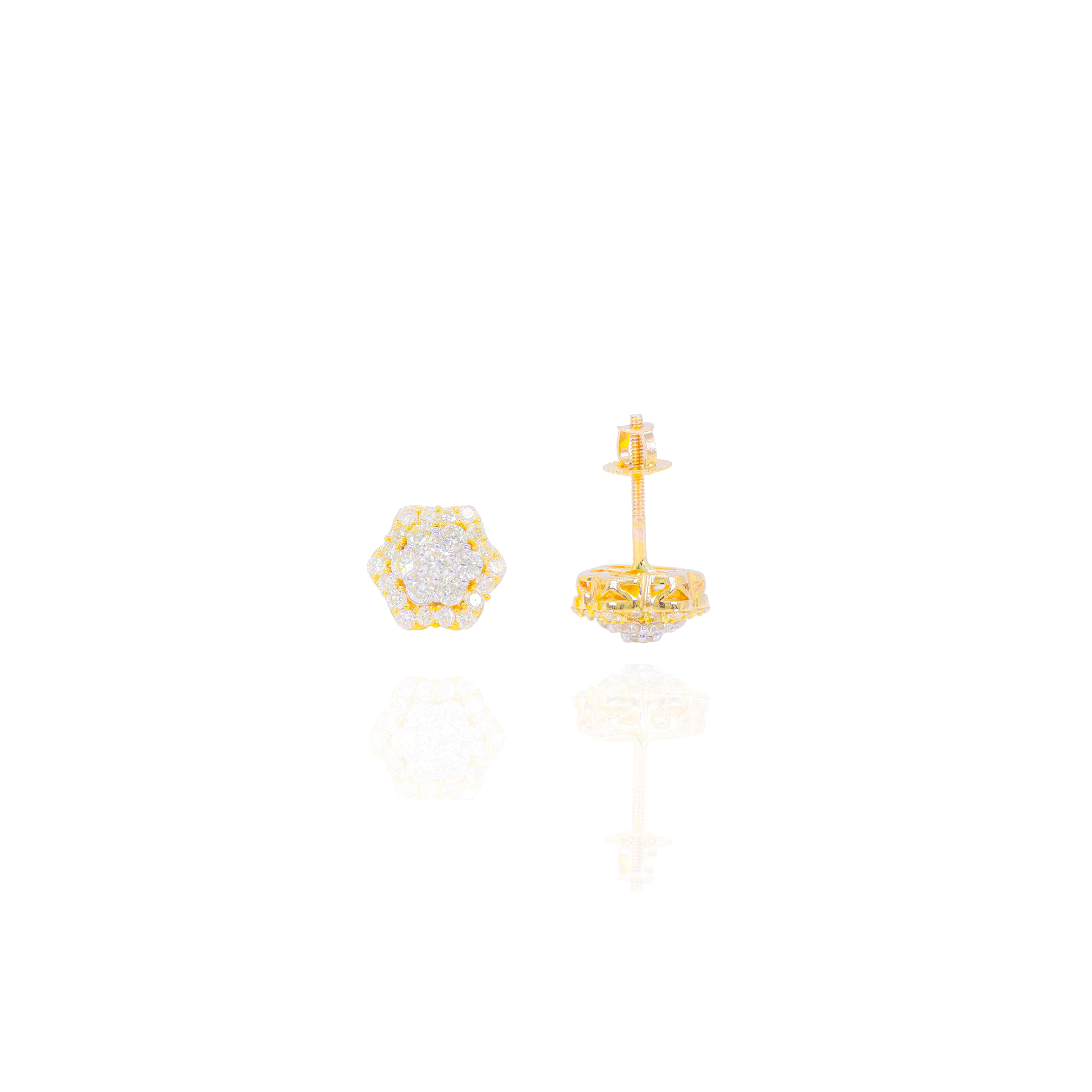 Star Shaped Diamond Cluster Earrings