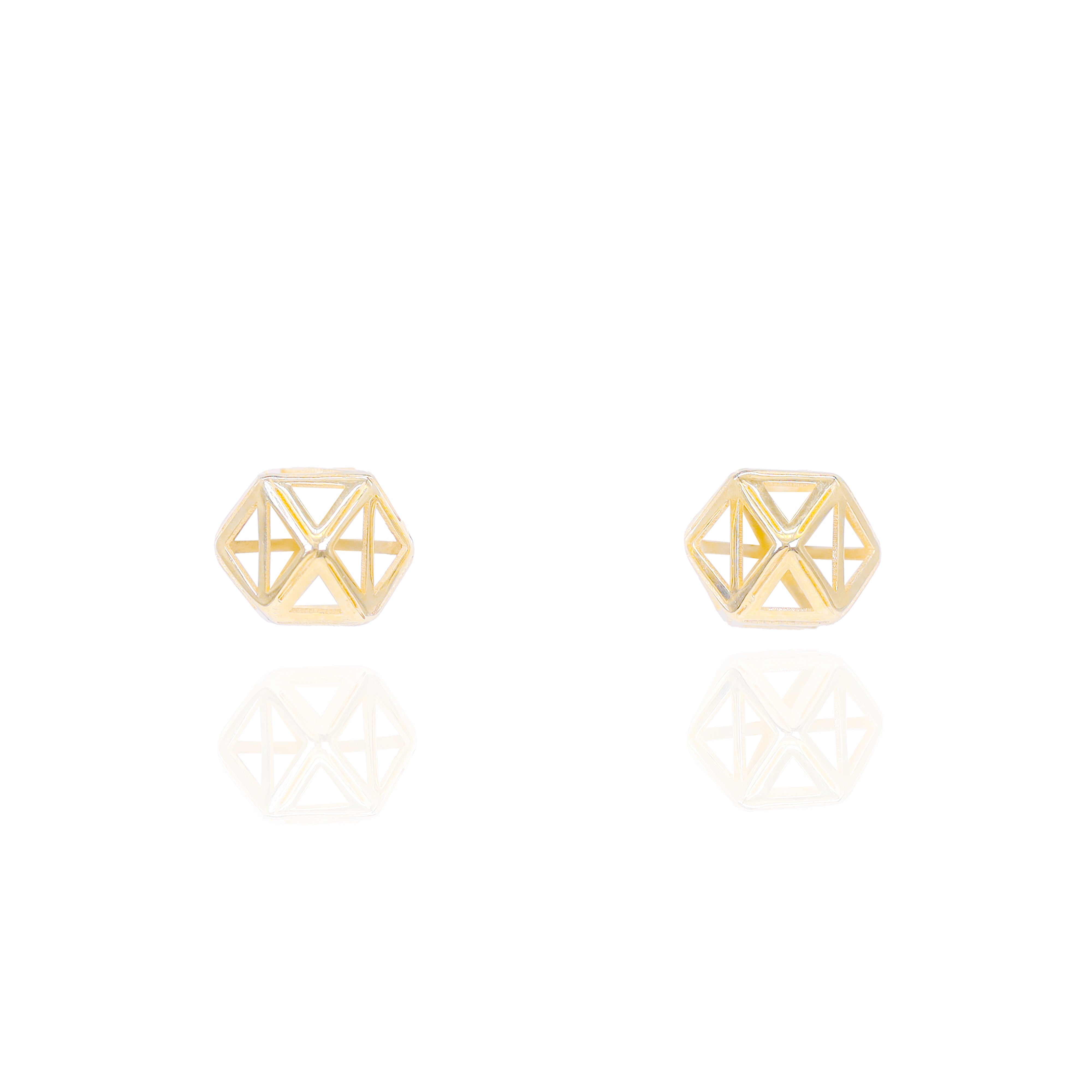 Abstract 3D Solid Gold Earrings