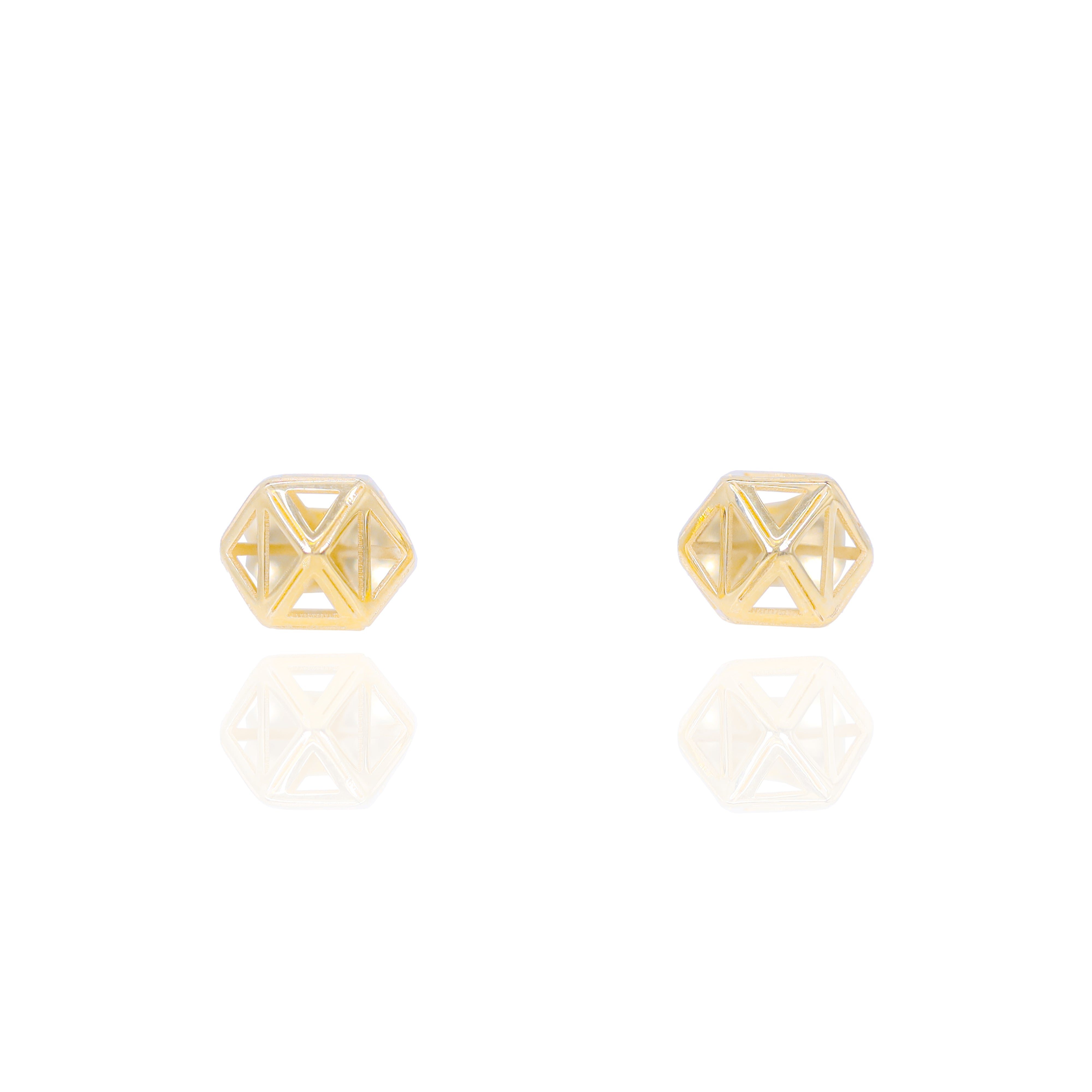 Abstract 3D Solid Gold Earrings