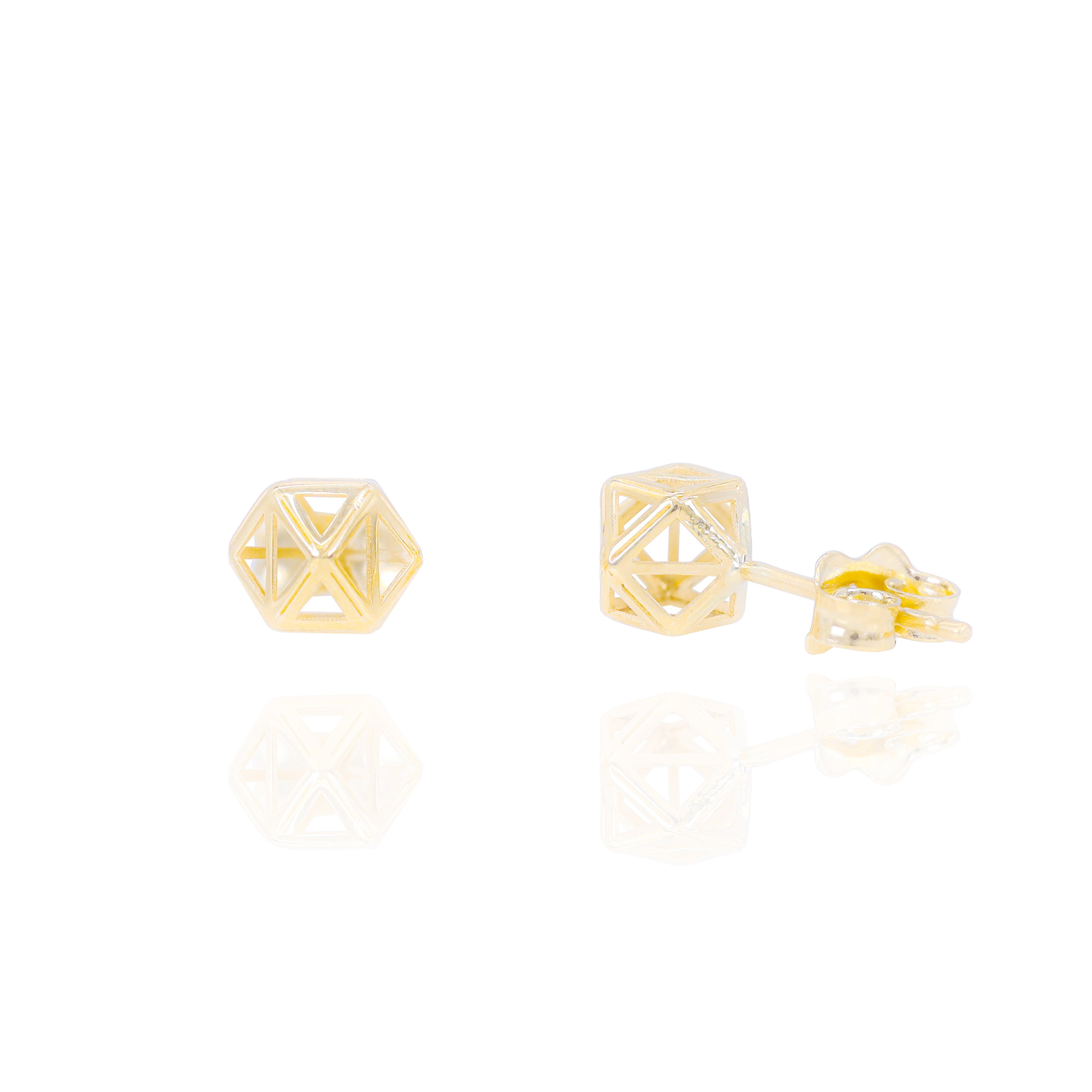 Abstract 3D Solid Gold Earrings