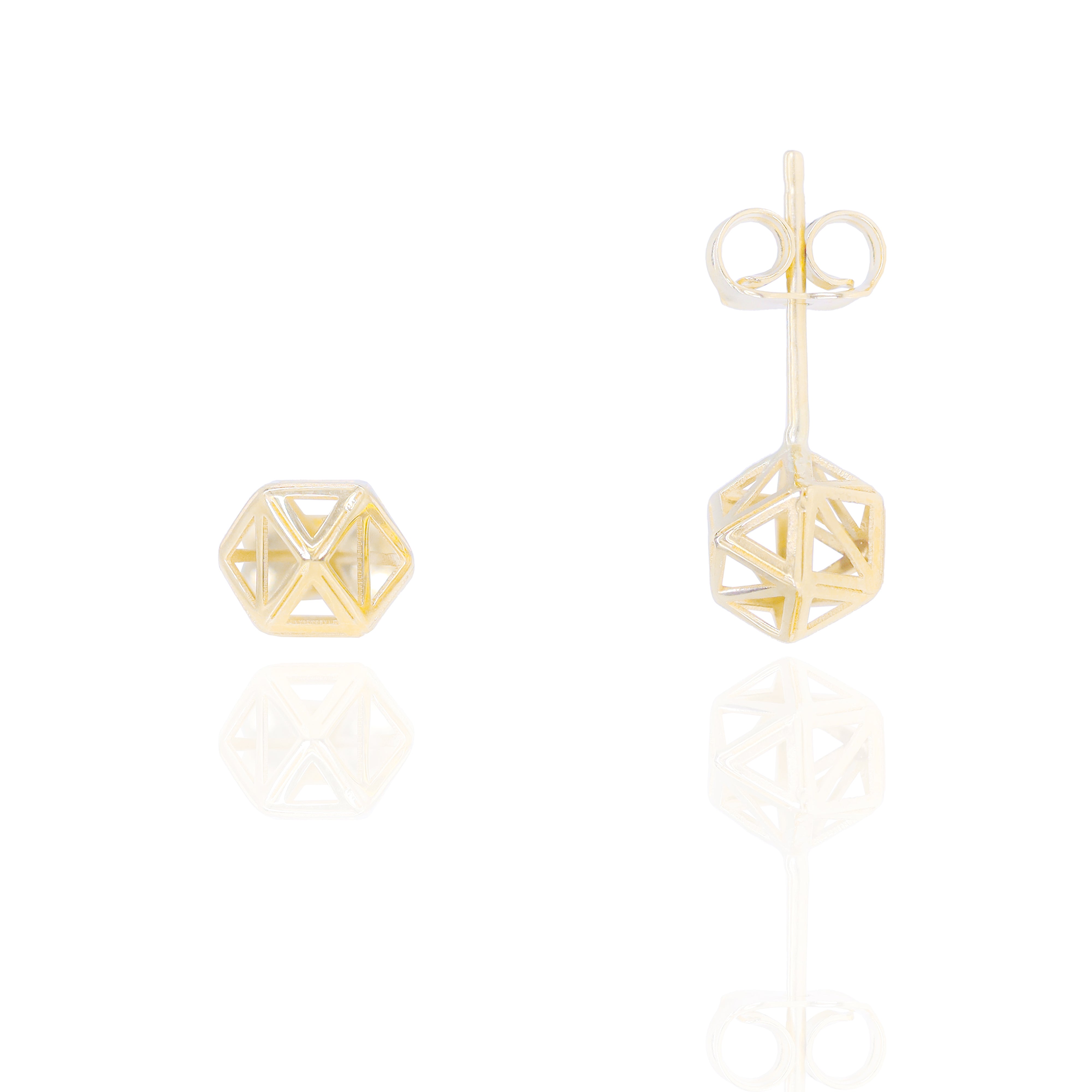 Abstract 3D Solid Gold Earrings