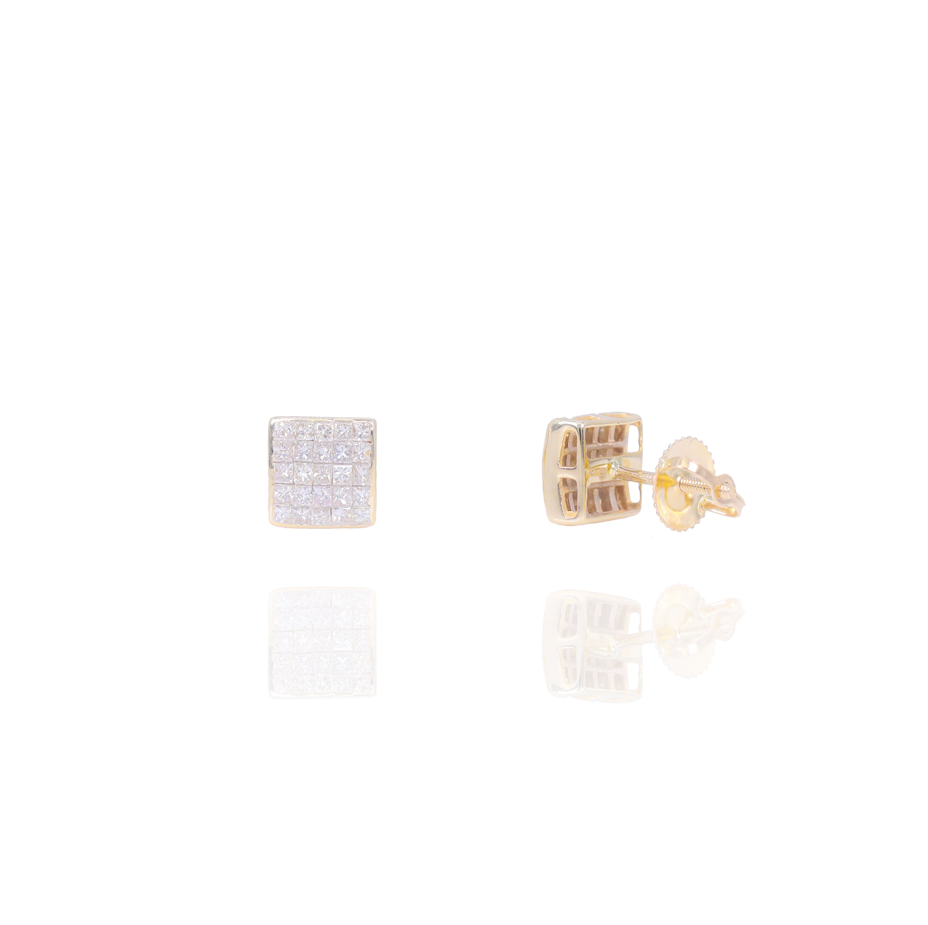 Invisible Set Princess Cut Diamond Earrings