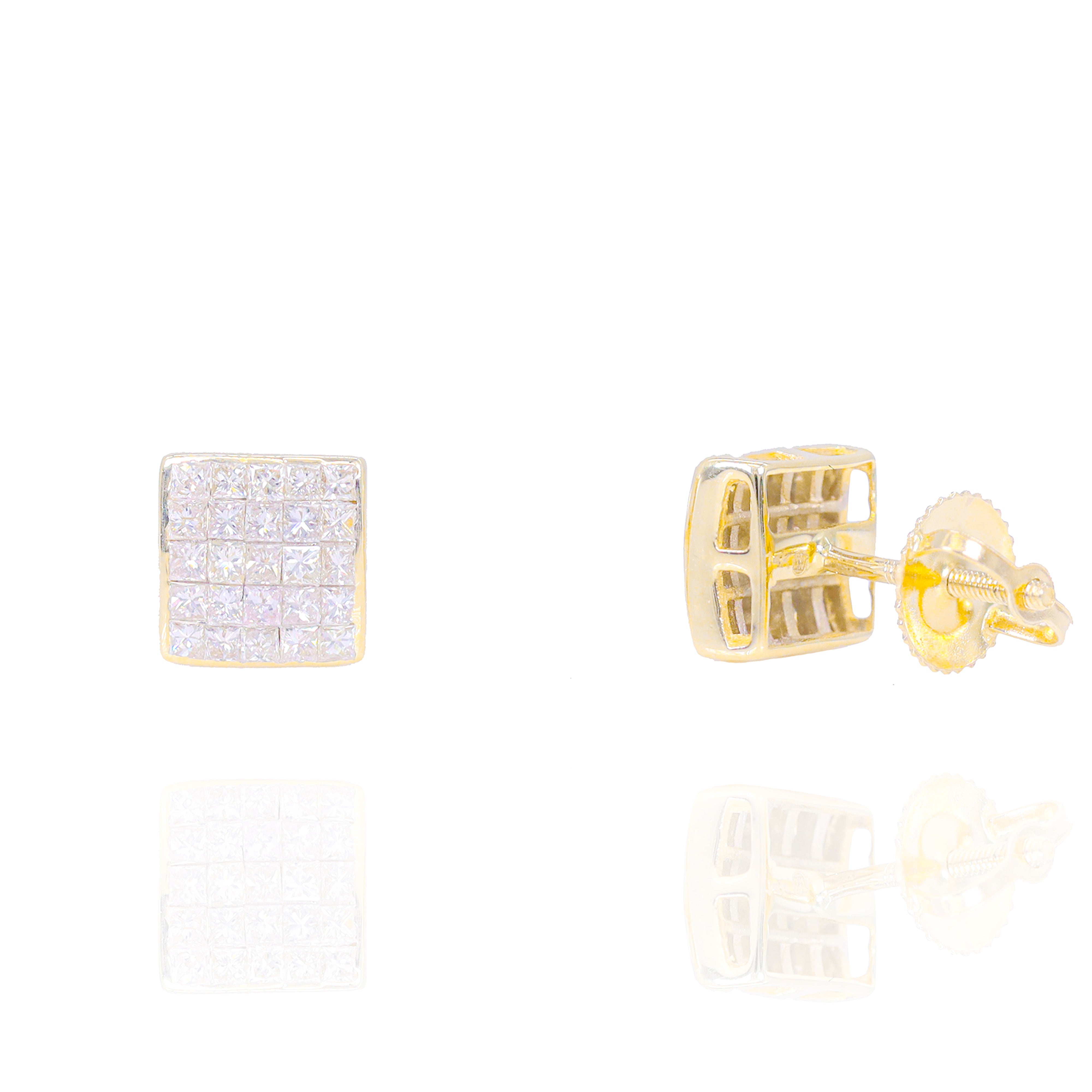 Invisible Set Princess Cut Diamond Earrings