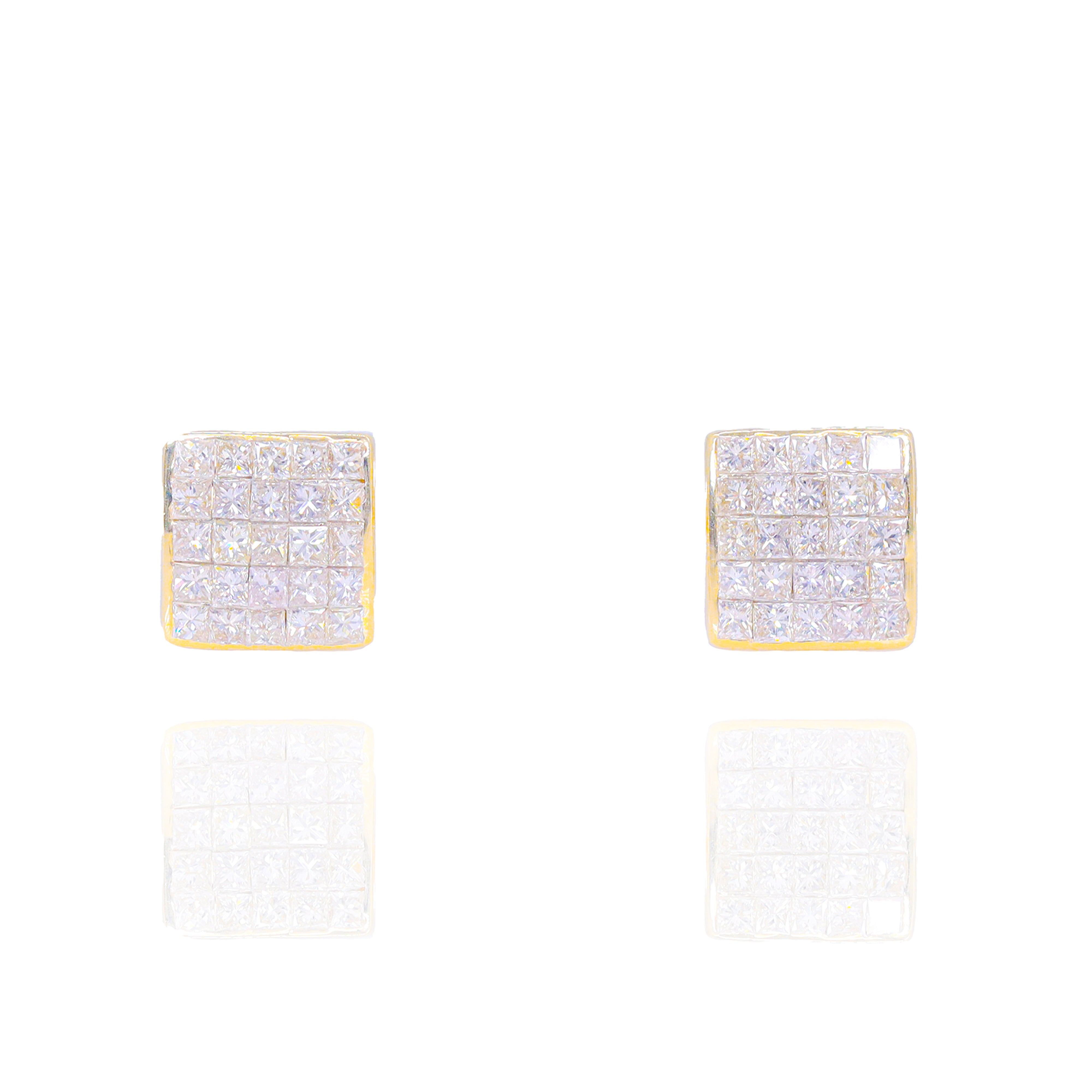 Invisible Set Princess Cut Diamond Earrings