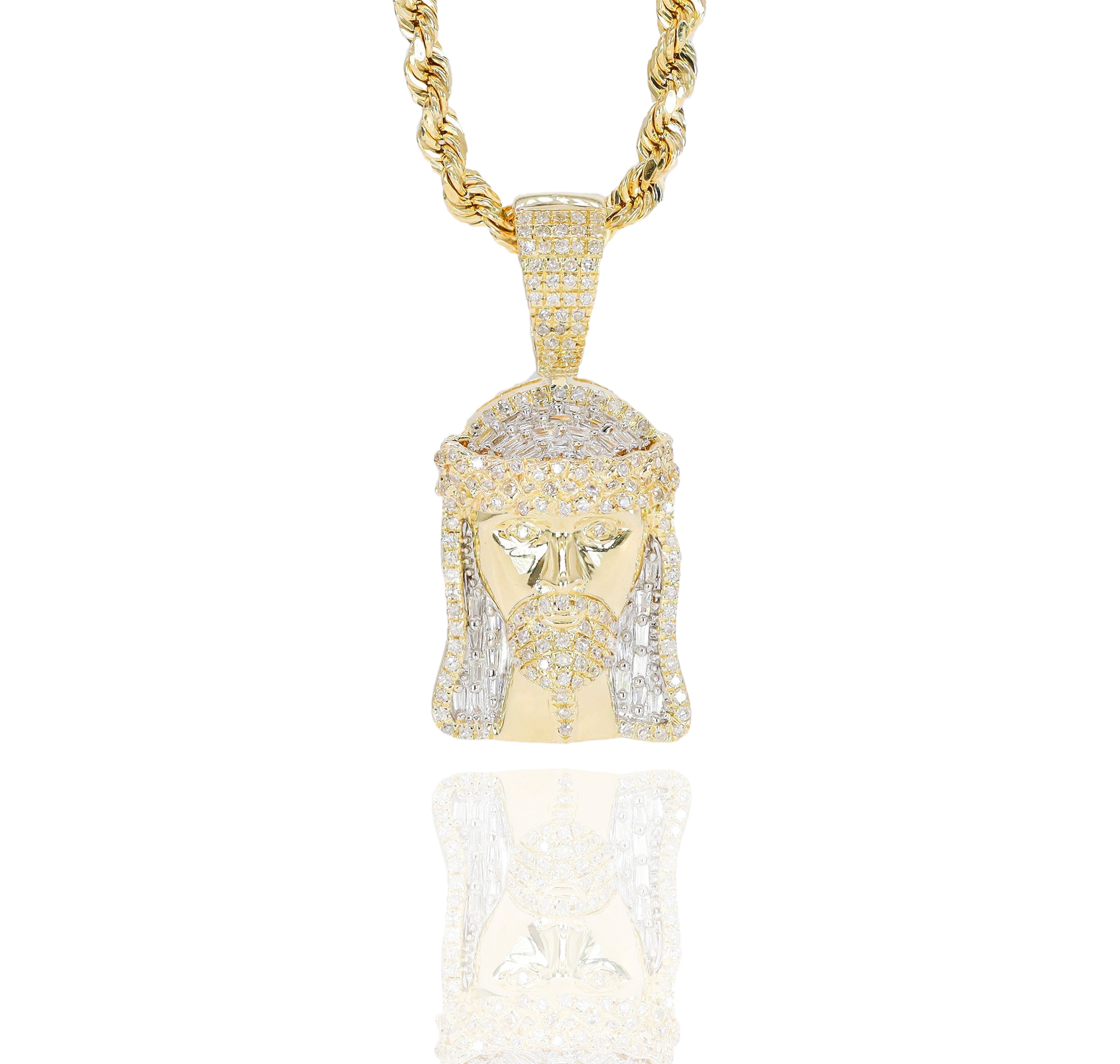 Diamond Jesus Head Gold Pendant
