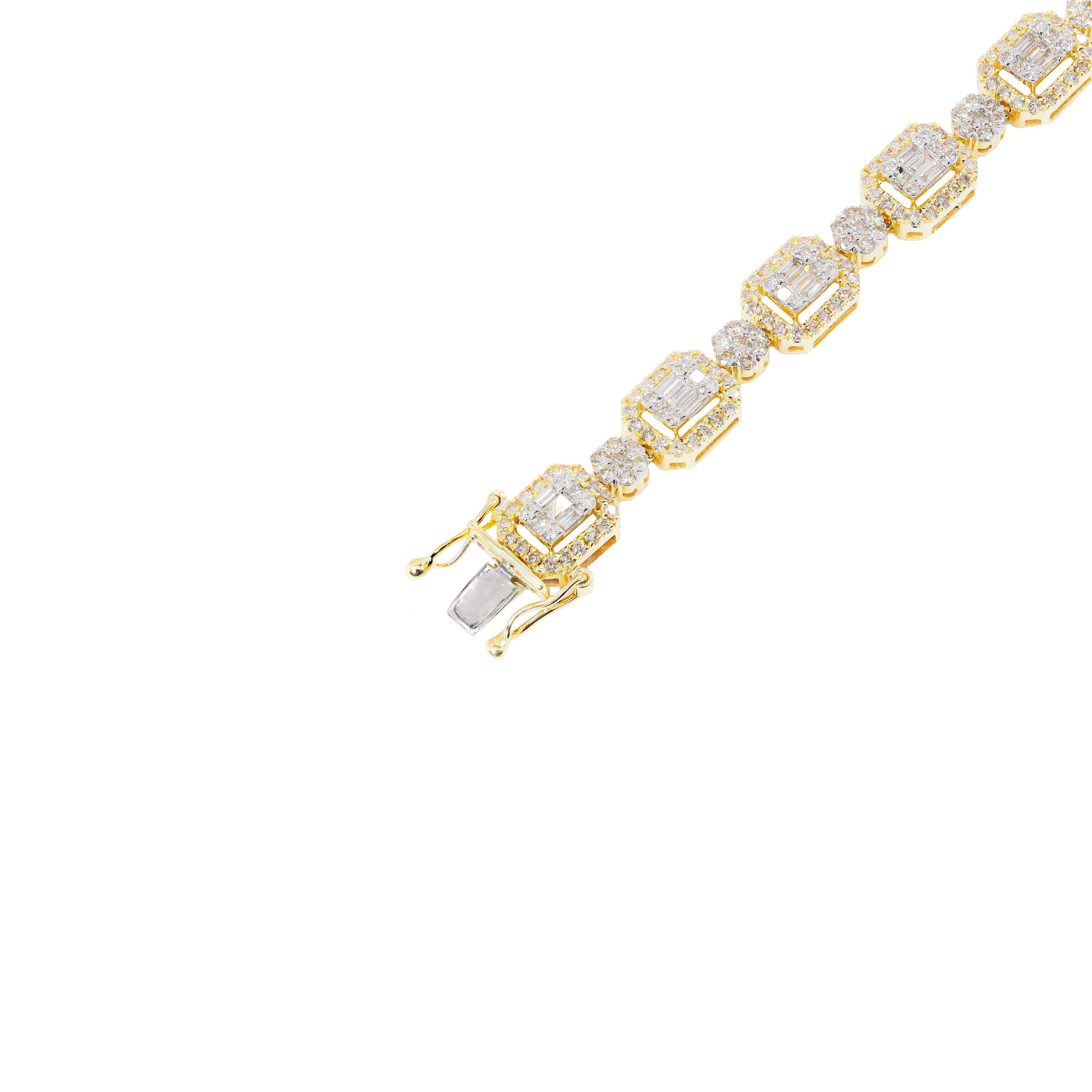 Baguette and Flower Cluster Diamond Chain