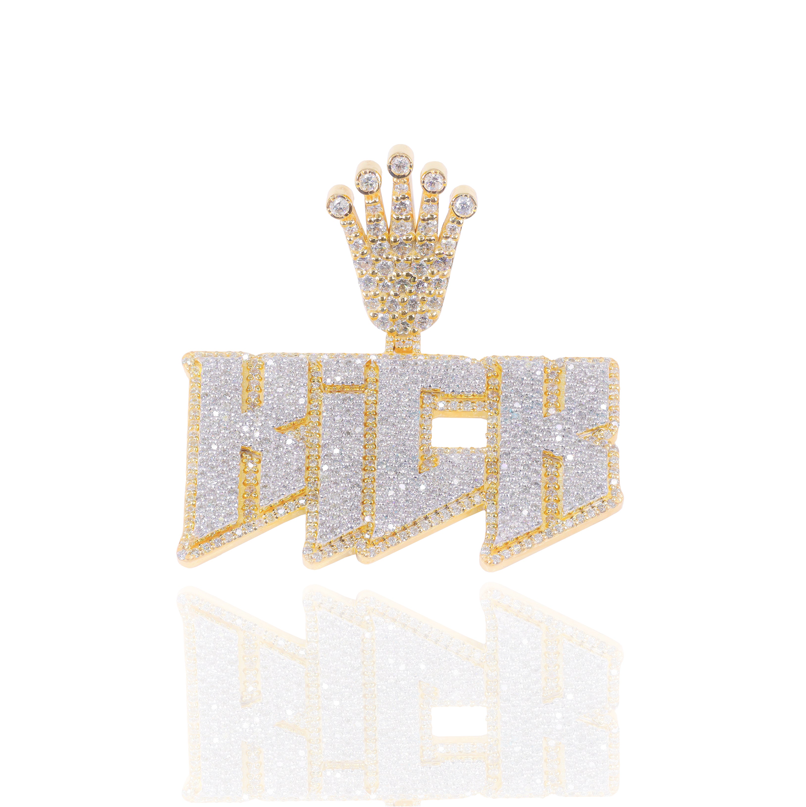 Custom Design Deposit - Diamond Two-Tone Name Pendant with Crown Bail
