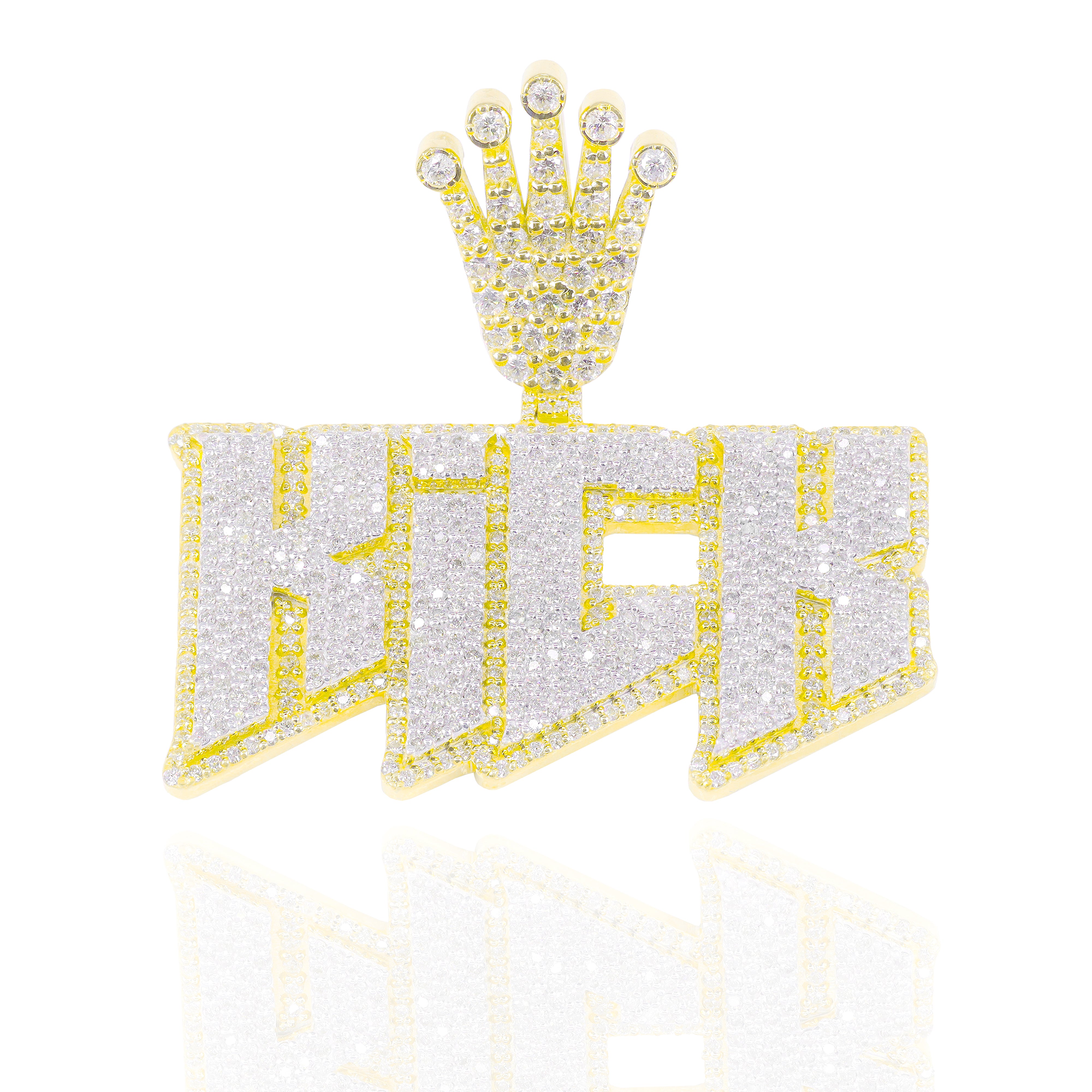 Custom Design Deposit - Diamond Two-Tone Name Pendant with Crown Bail