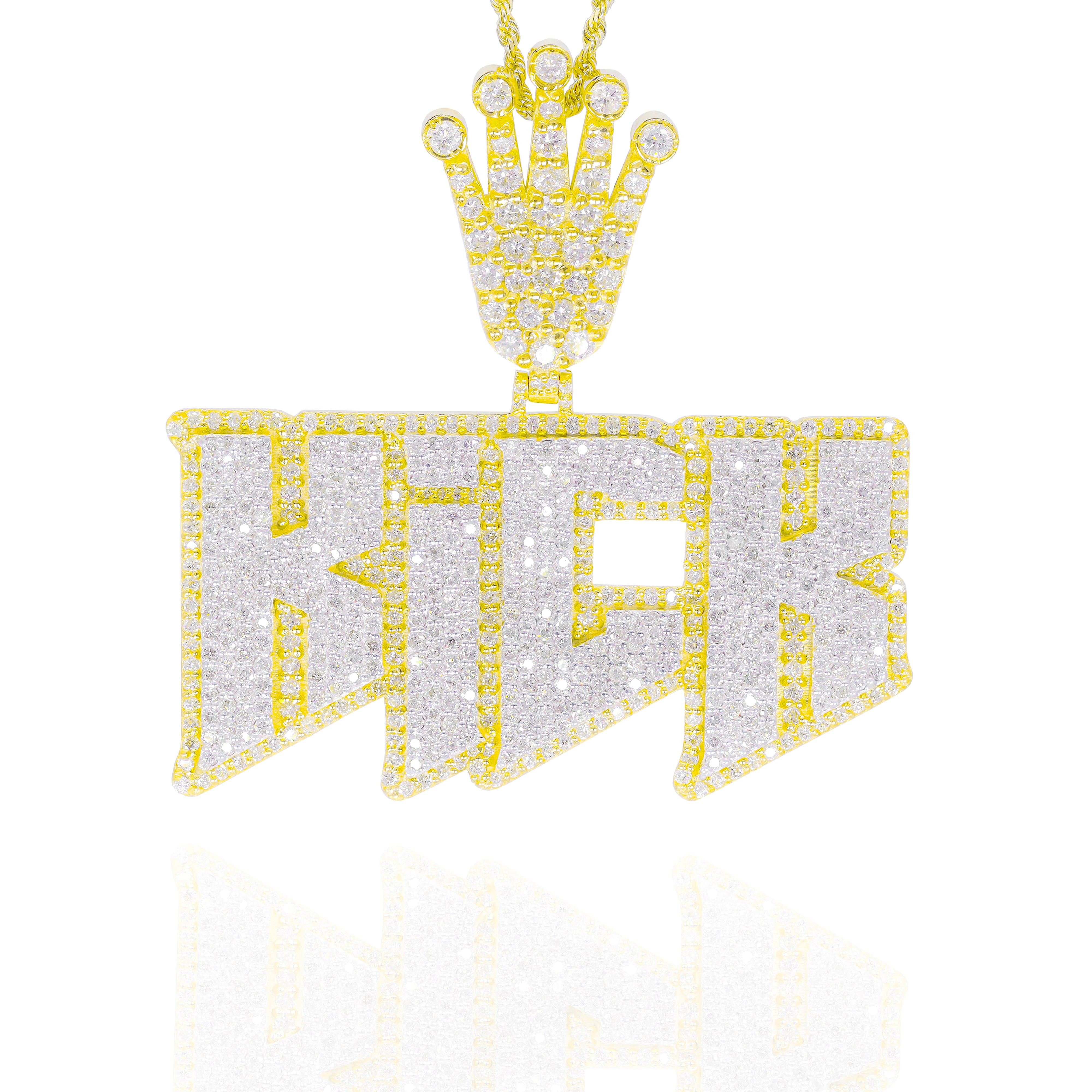 Custom Design Deposit - Diamond Two-Tone Name Pendant with Crown Bail